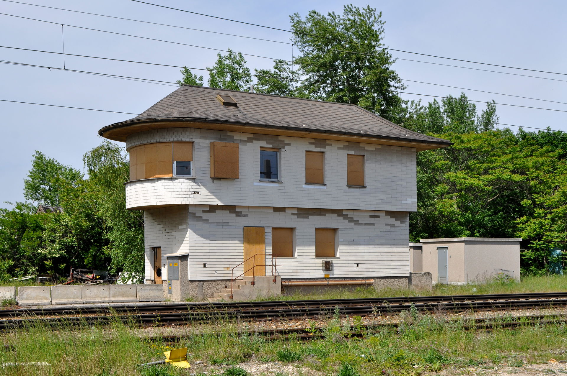 Former signal box of the railway station "Wiener Neustadt Schle…