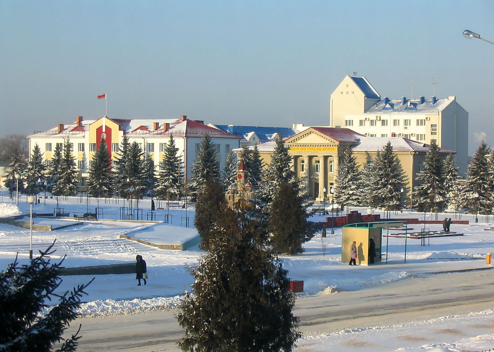Rechytsa, Belarus - October Square in winter