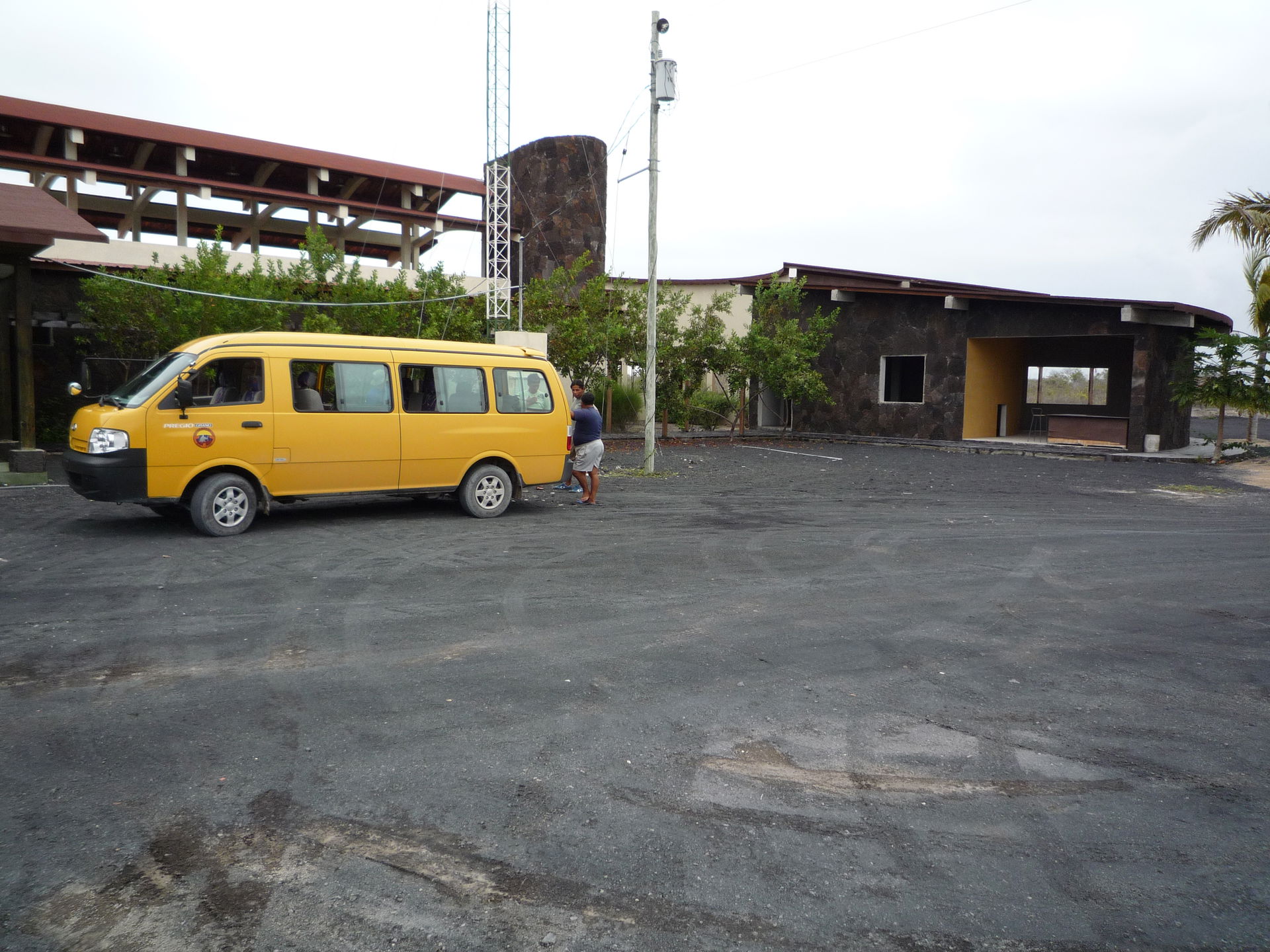 Airport and taxi-van; Puerto Villamil, Isla Isabela, Galapagos.