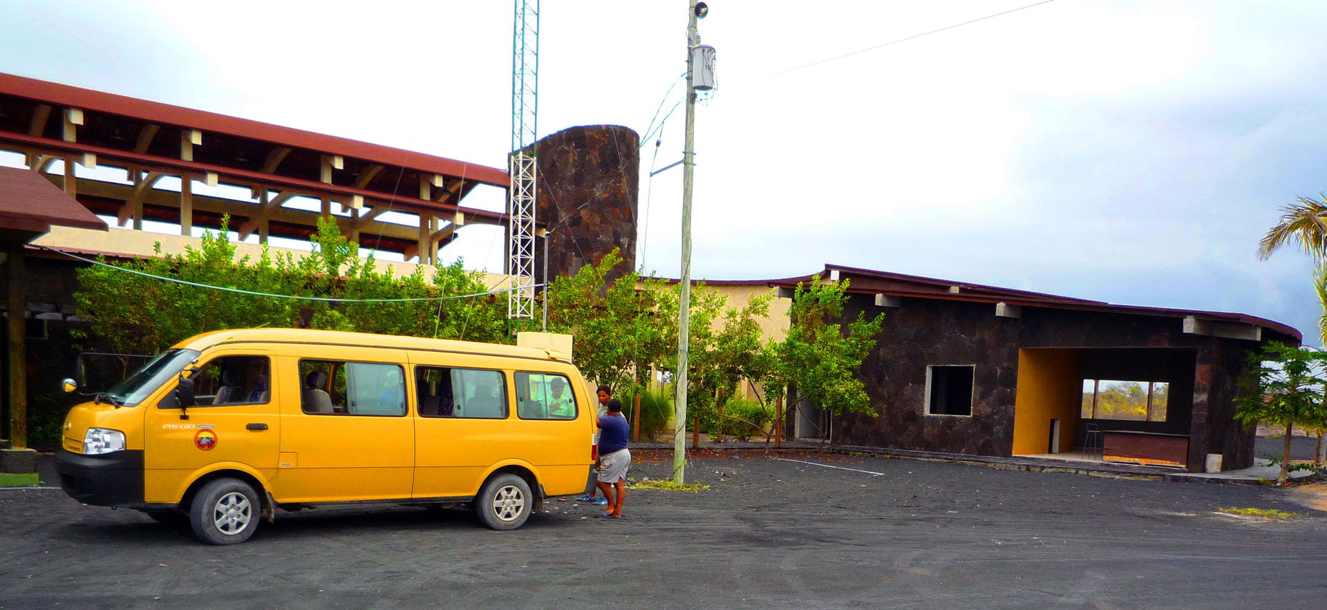 Airport and taxi-van; Puerto Villamil, Isla Isabela, Galapagos.