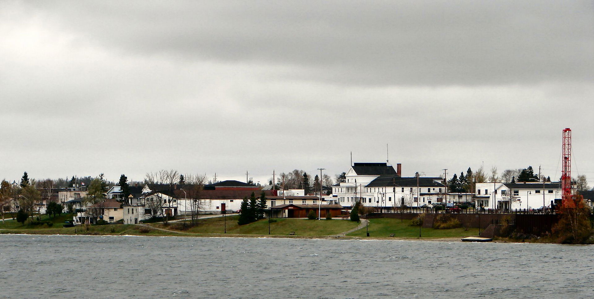Wawa as seen across Wawa Lake, Algoma District, Ontario, Canada