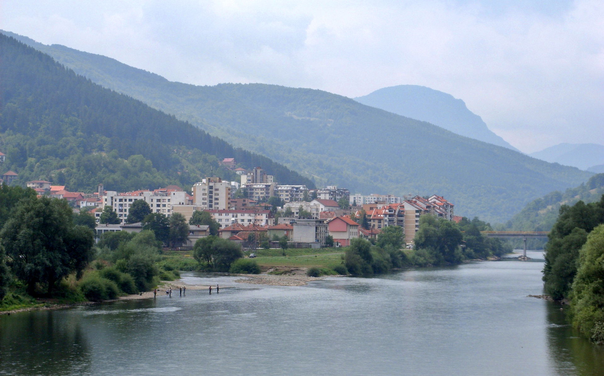 View on Foča (Bosnia and Herzegovina). Mouth of River Čeotina i…