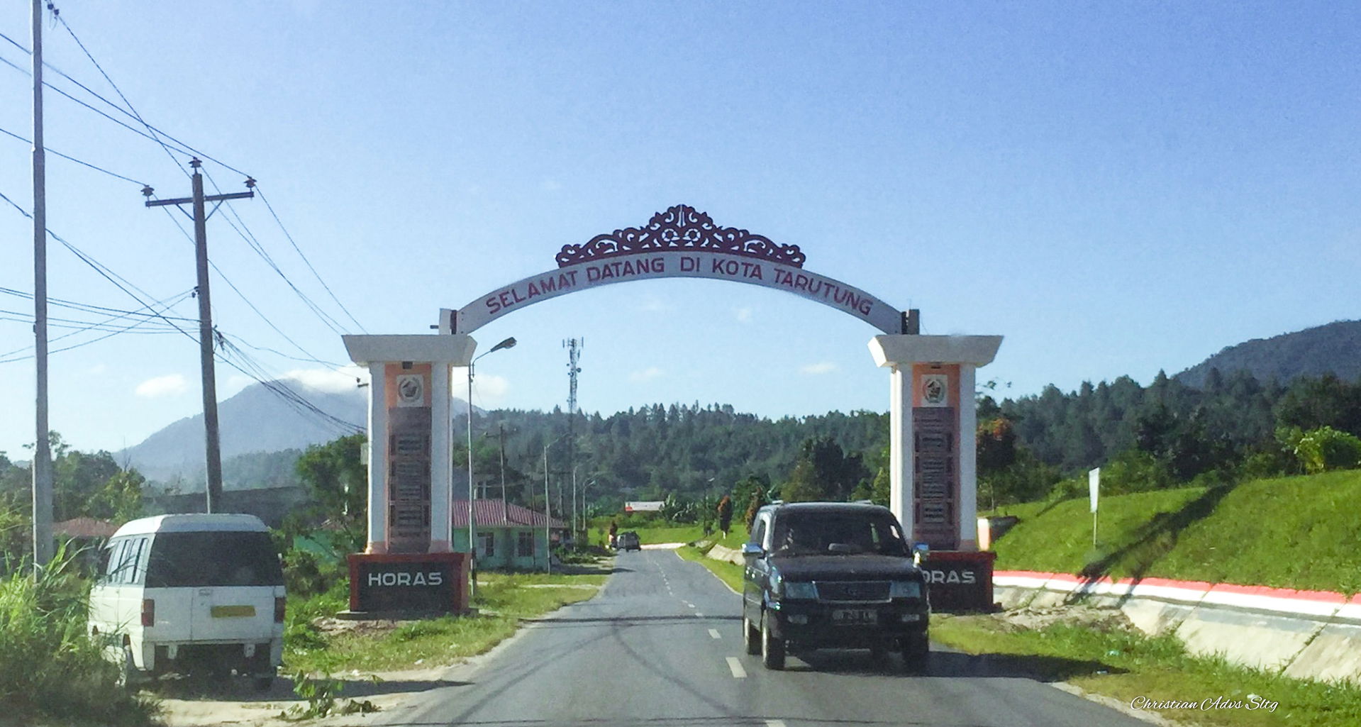 Welcome sign to district of Tarutung, North Tapanuli