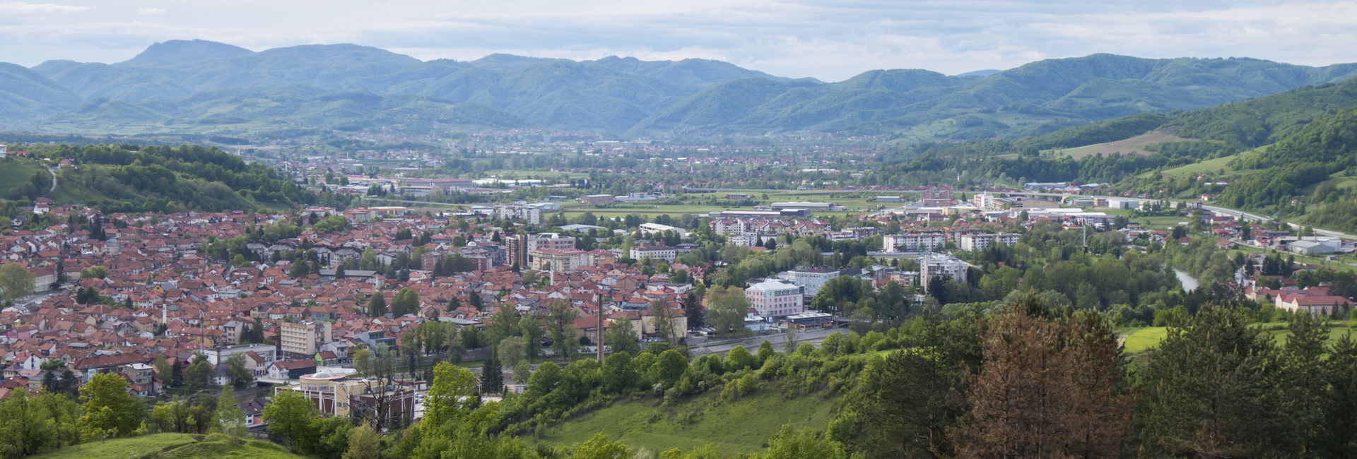 View from Vrela. Part of town is seen, and Visoko field or basi…
