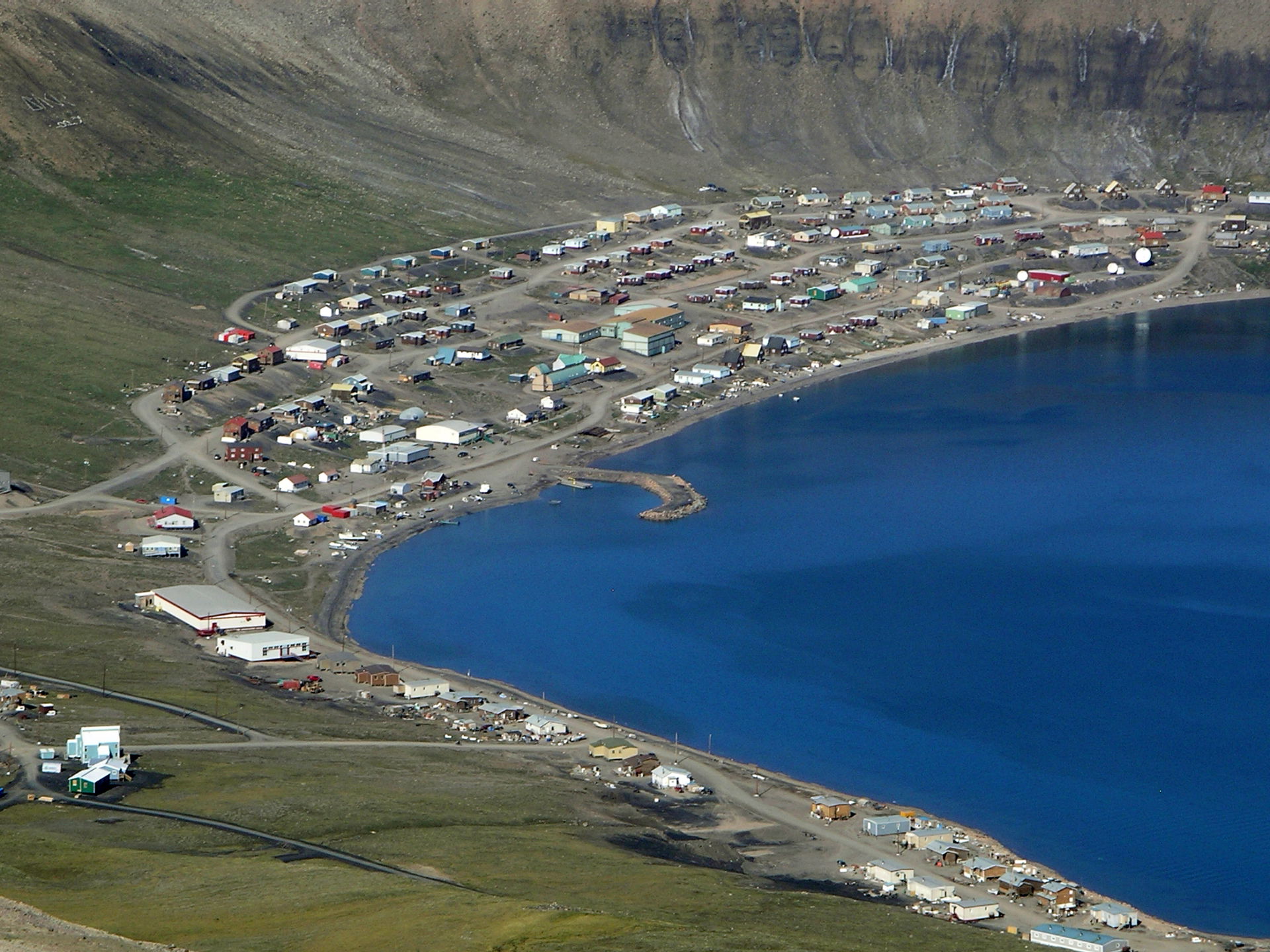 View of Arctic Bay from the air.