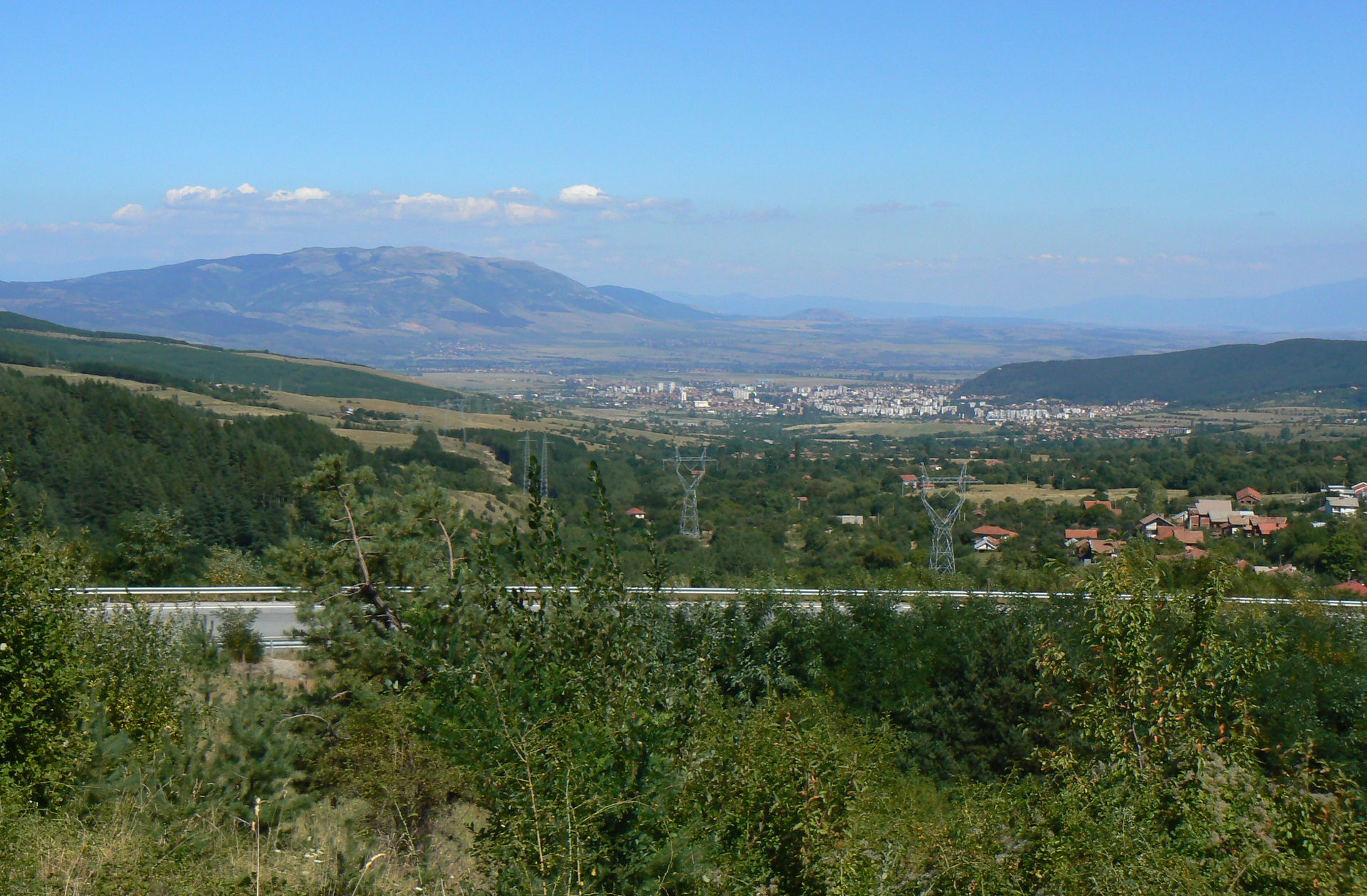 A view to the town of Kyustendil and Konyavo Mountain, Bulgaria