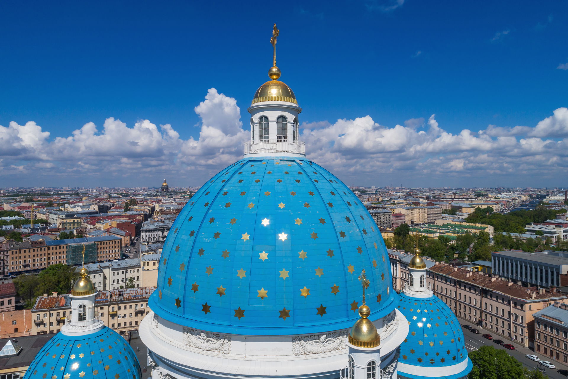Aerial photo of the Trinity Cathedral in Saint Petersburg, Russ…