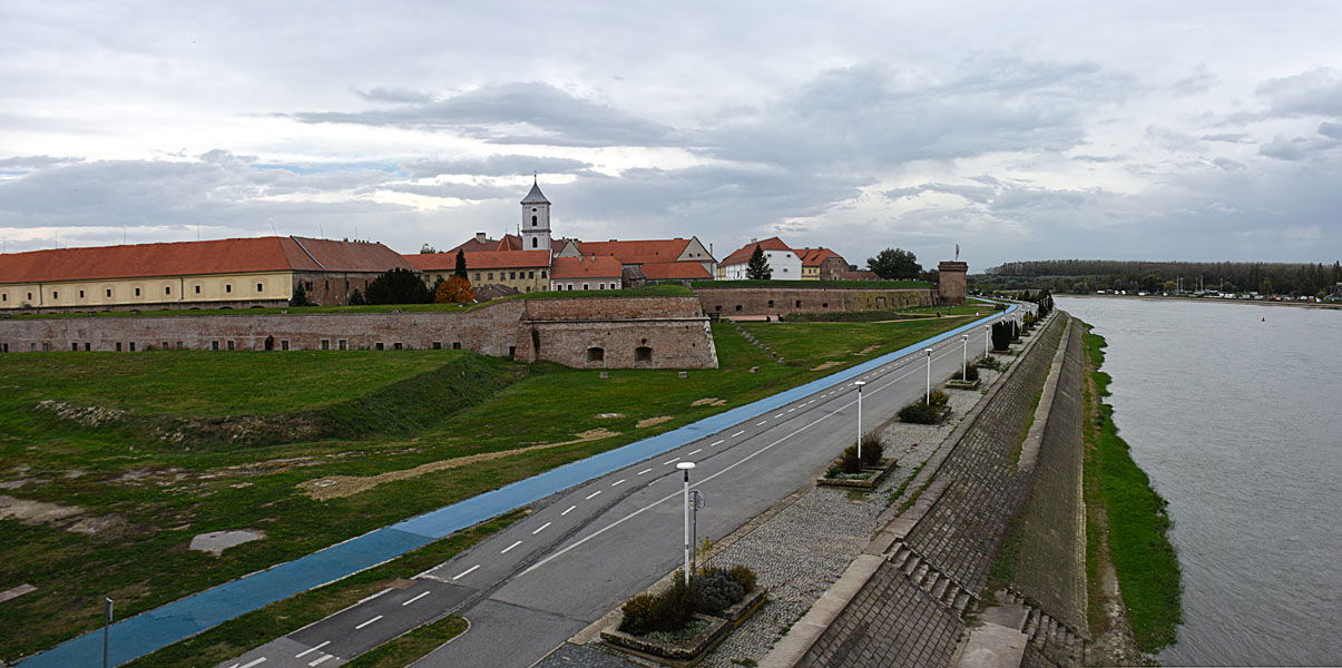 The view on whole complex from the bridge over Drava river.