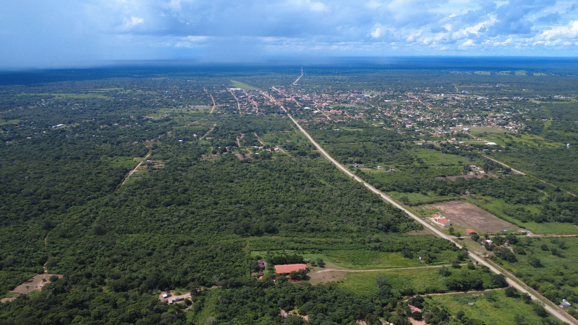 San José de Chiquitos, looking north, with rain in the backgrou…