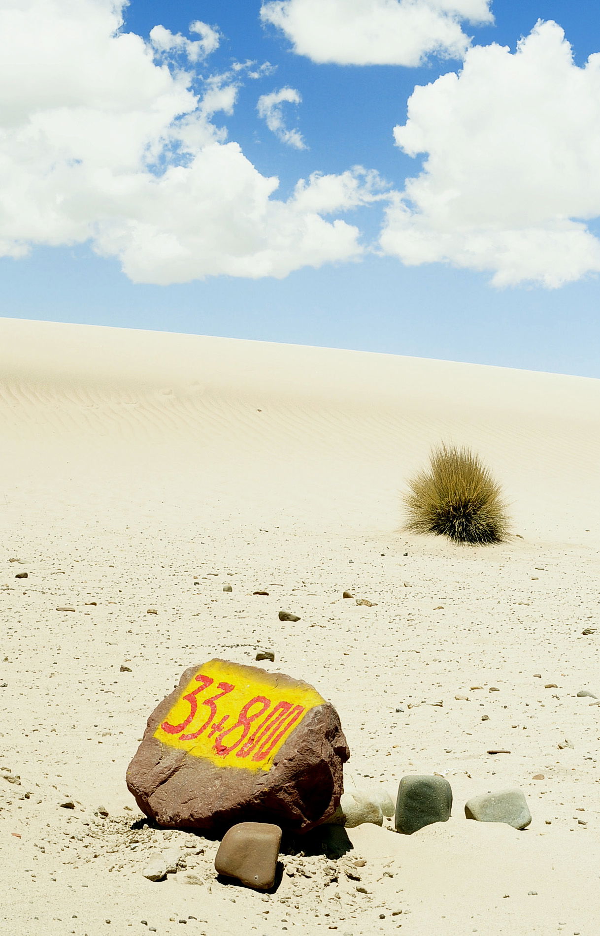 Milestone of the 30 Highway, between Challapata and Santiago de…