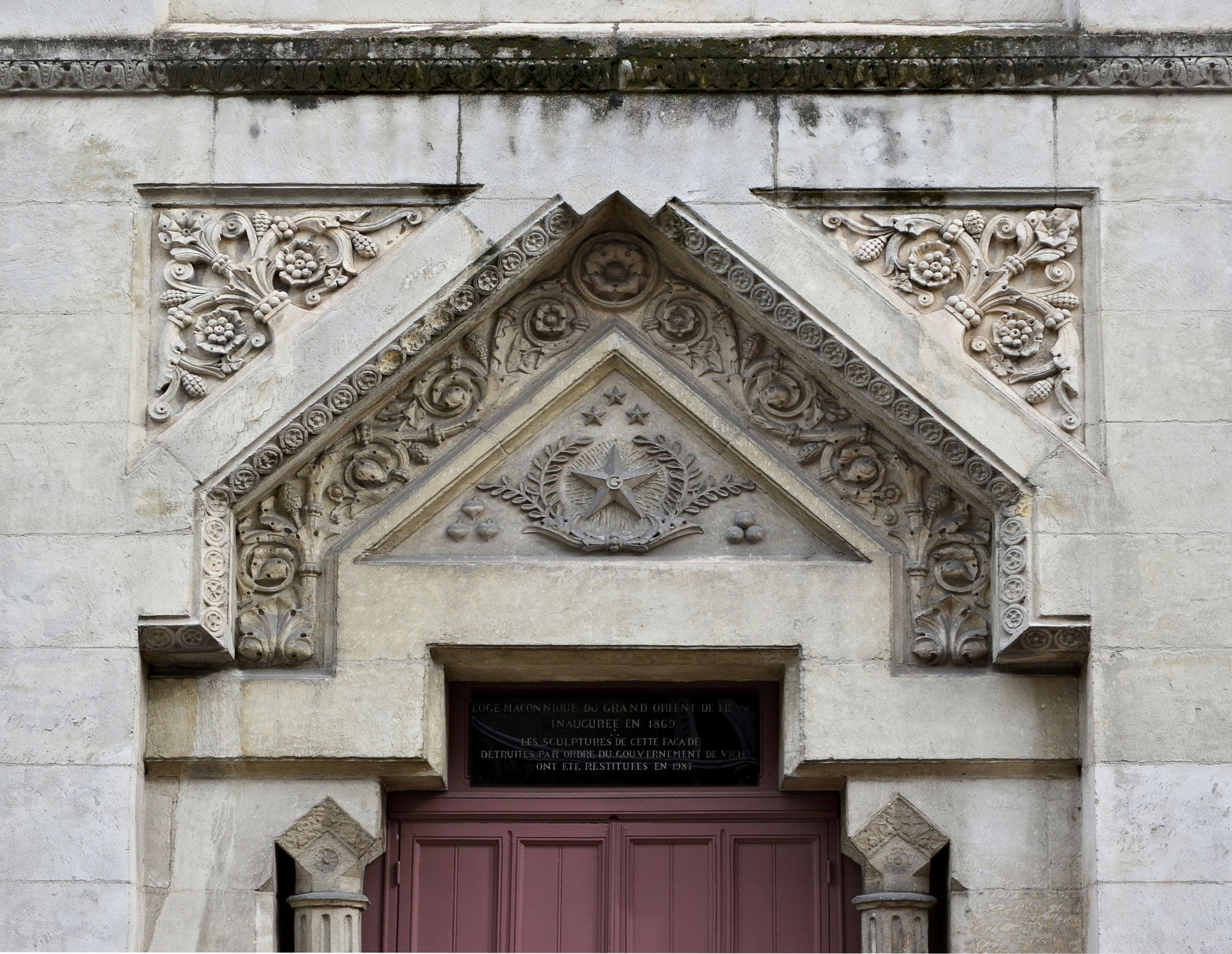 Above door relief of the Masonic Lodge, Périgueux, Dordogne, Fr…