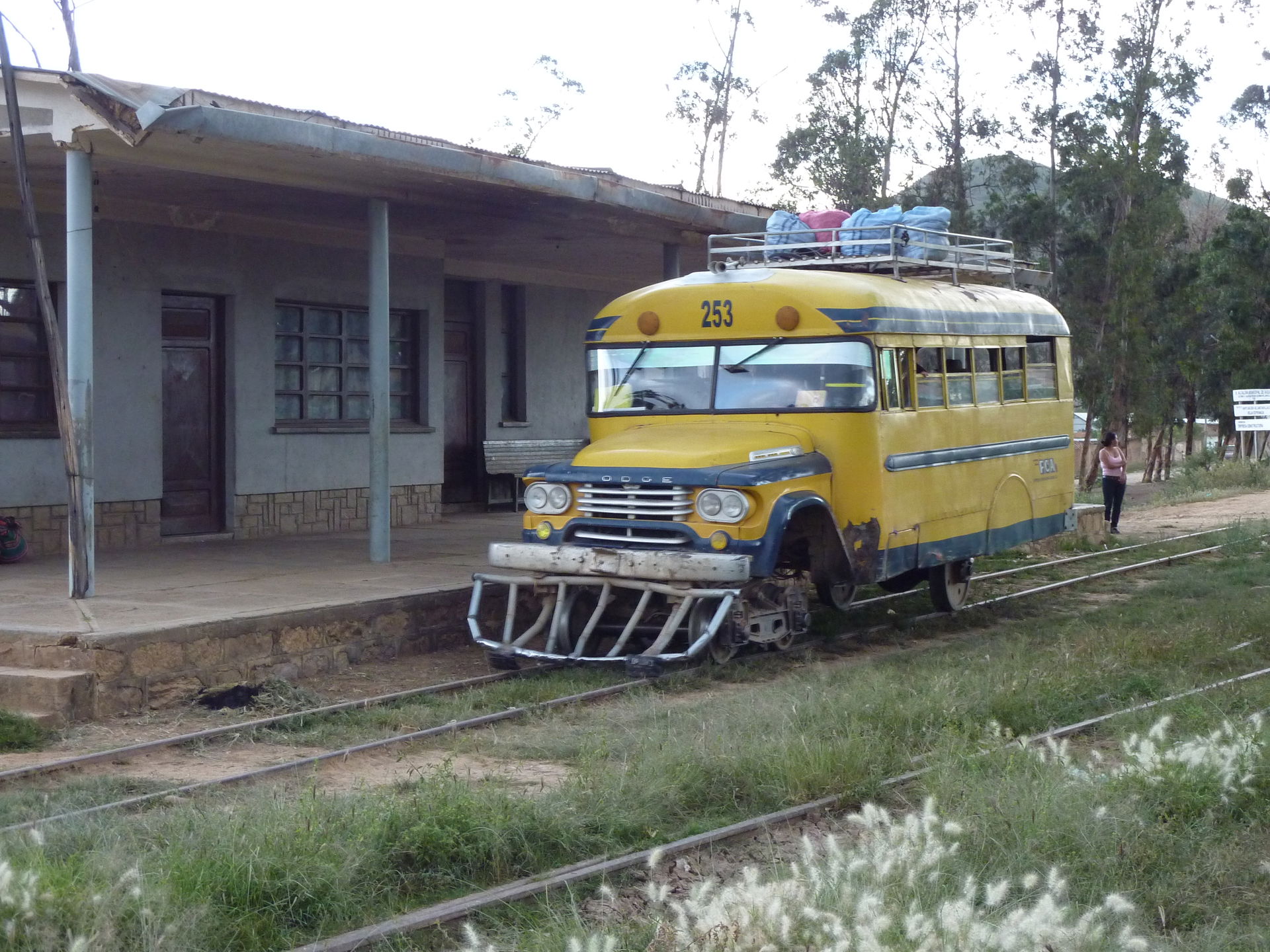 Rail-bus at Aiquile station in Bolivia