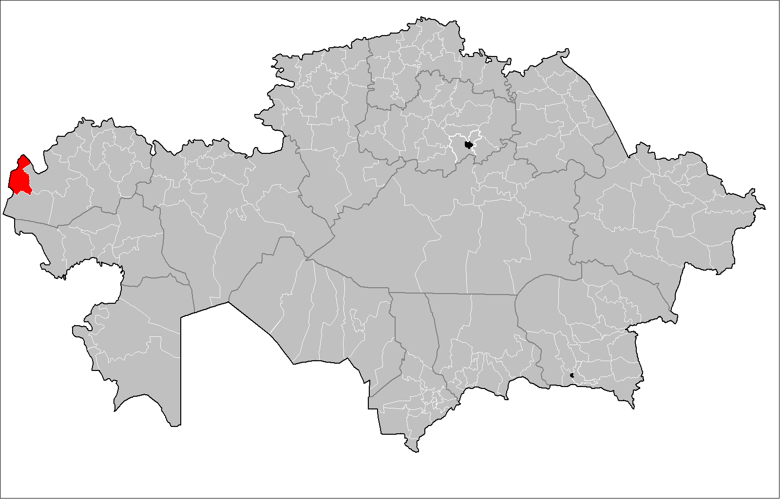 Map of Dzhanybek District in Kazakhstan.  for public domain use…