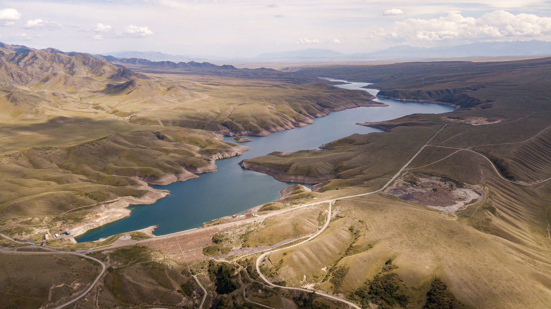 Bestobe reservoir photographed from above. Kegen District, Alma…