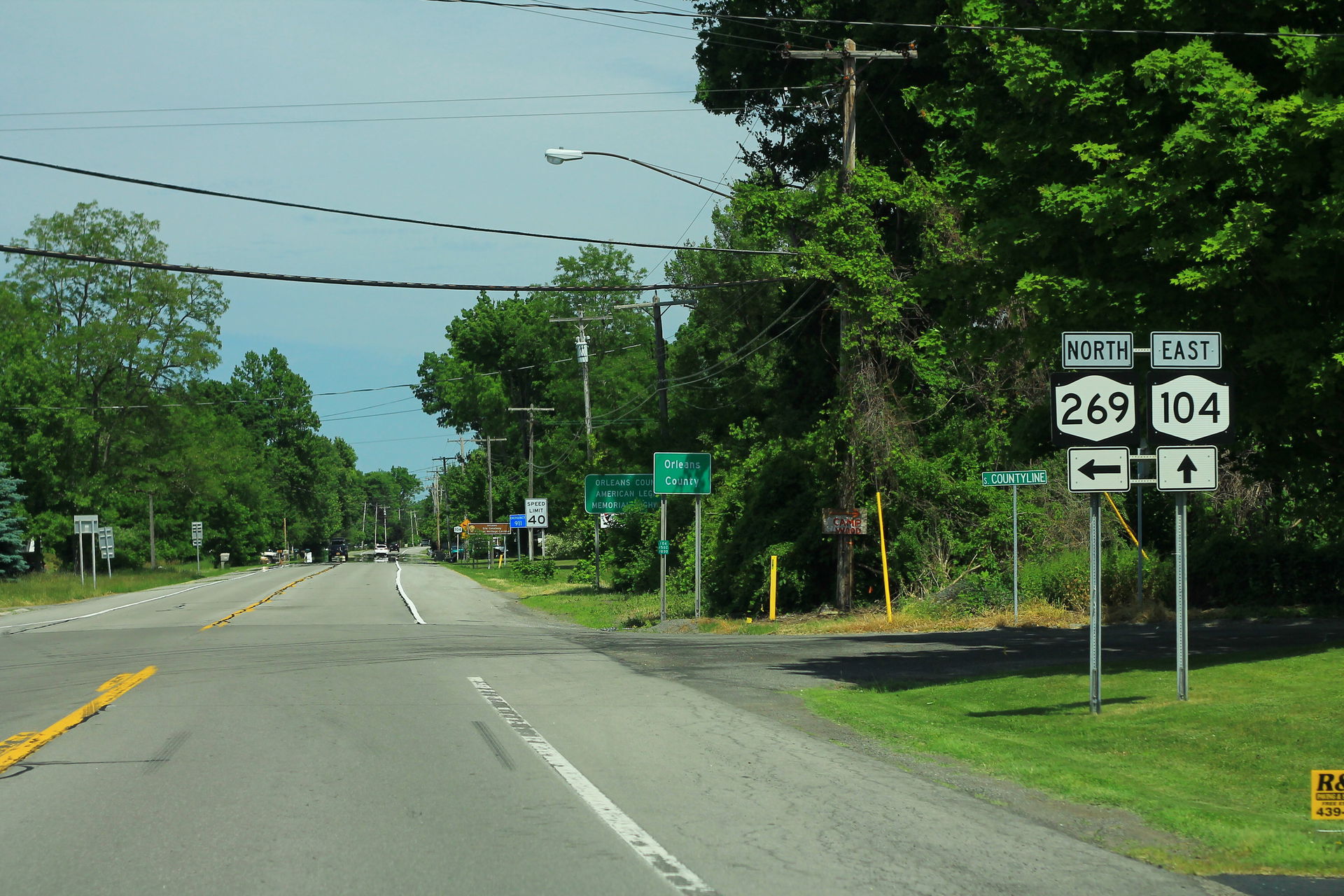 NY104 East - NY269 North Signs - Orleans County Line