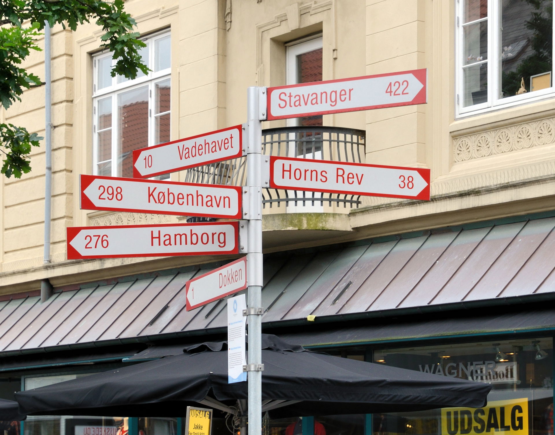 Esbjerg: signs showing distance and direction of several places