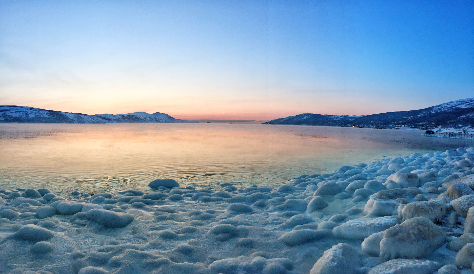 Freezing the waters of the Sea of Okhotsk.