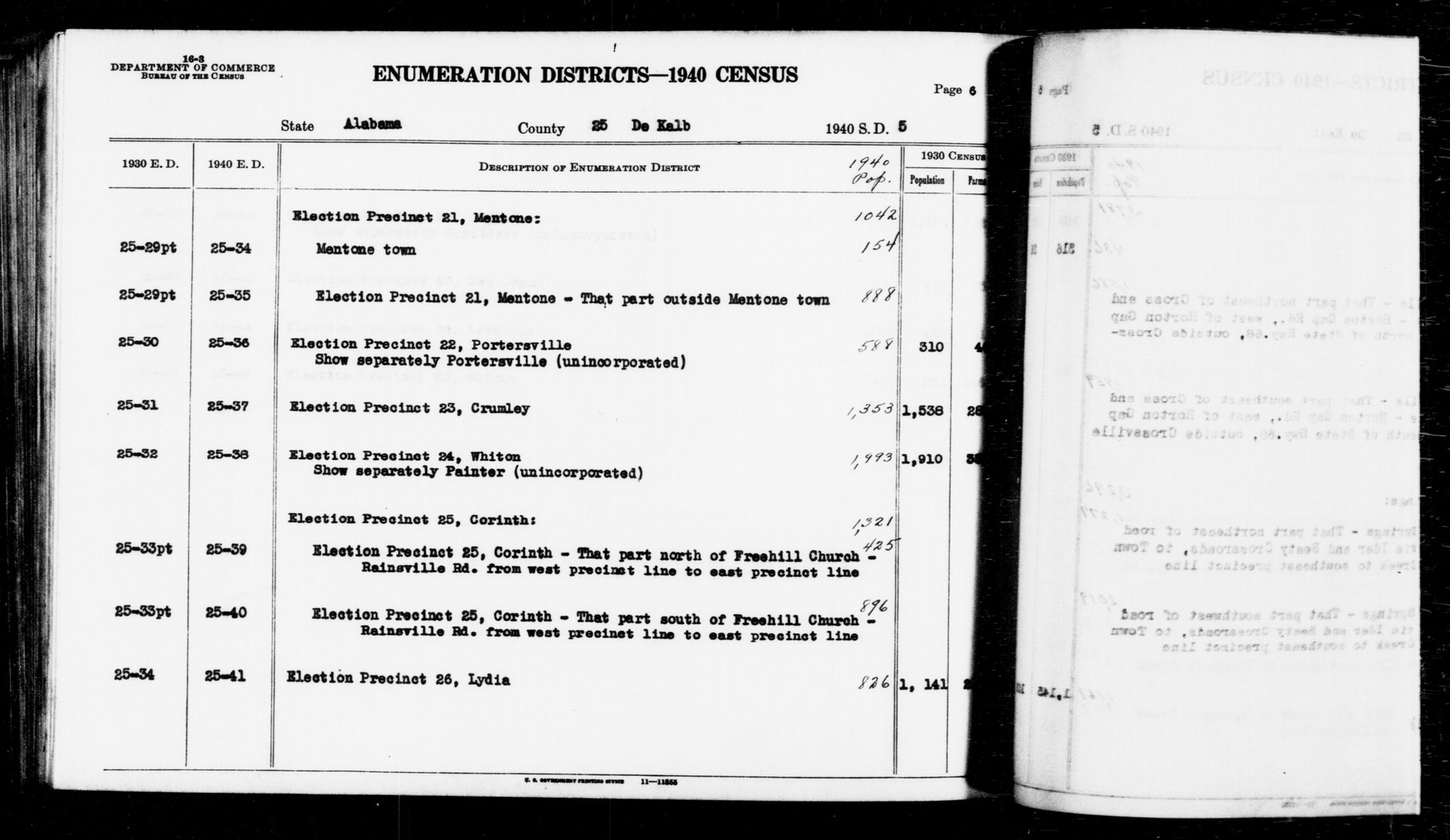 Scope and content: This item lists Enumeration Districts for:
…