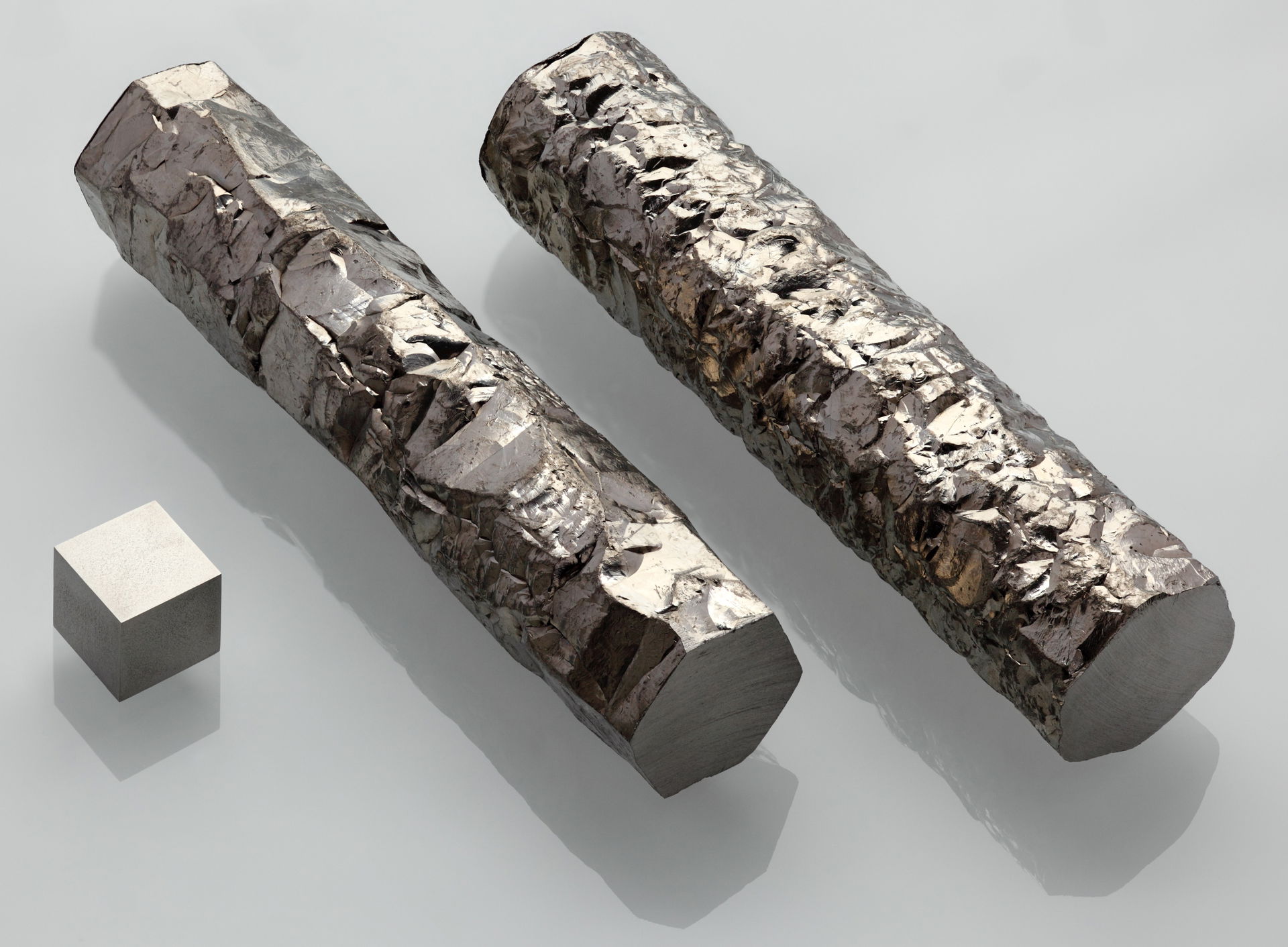 Purest zirconium 99.97%, two samples of crystal bar showing dif…
