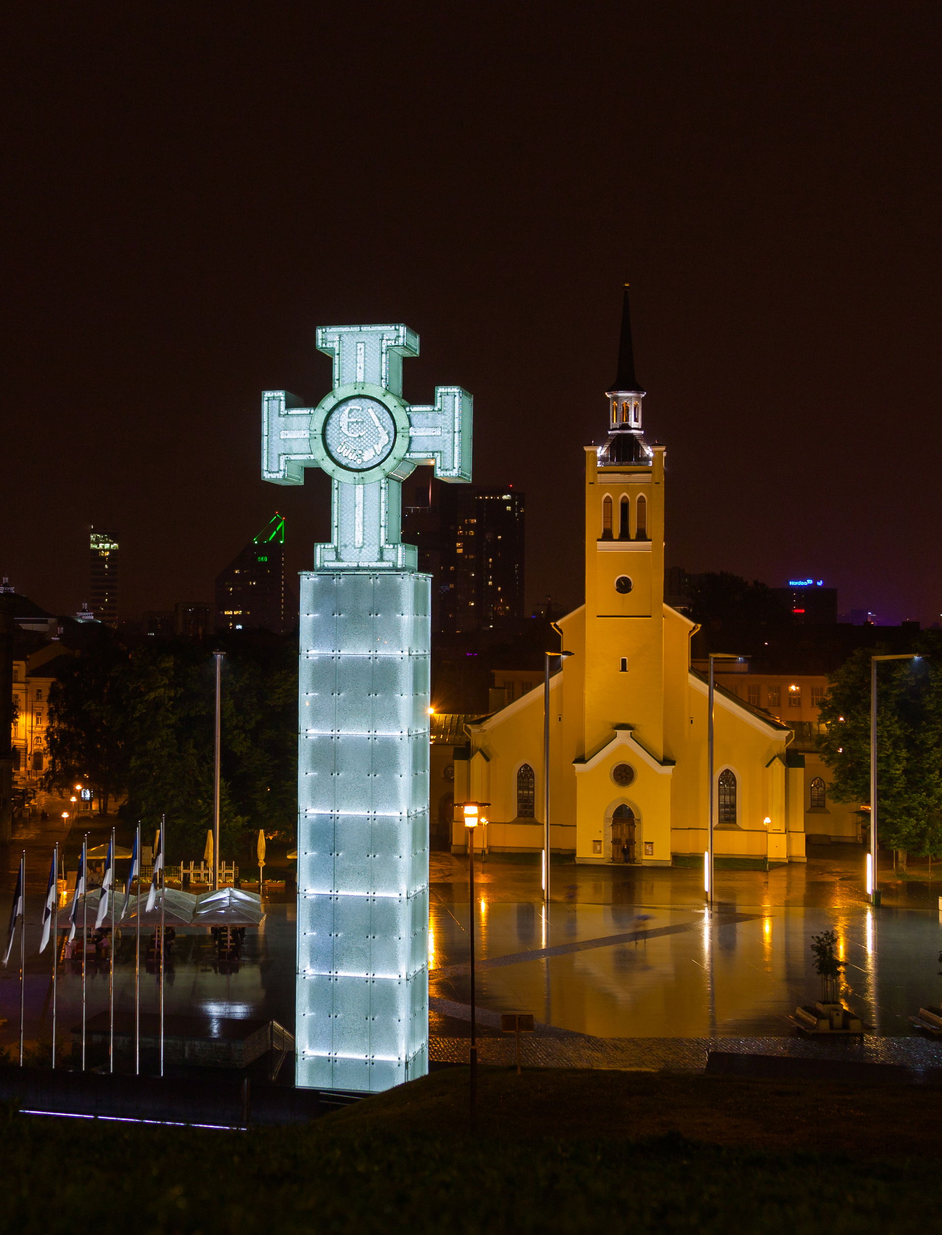 Independence War Victory Column and St. John's church, Tallinn,…