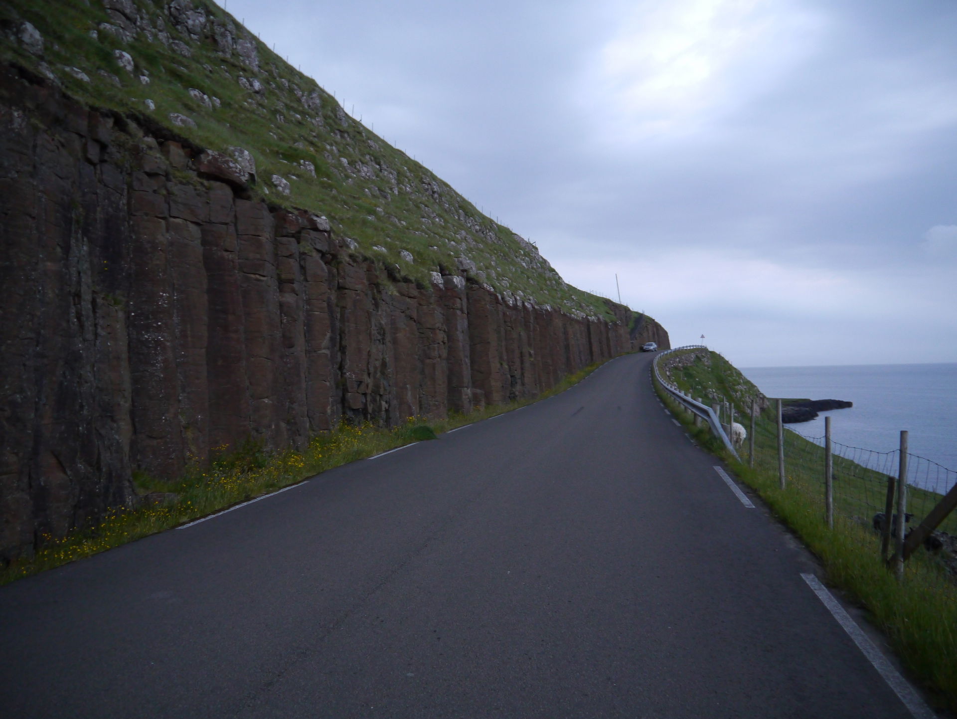 Basalt wall near Frodba, Suduroy Island, Faroe Islands
