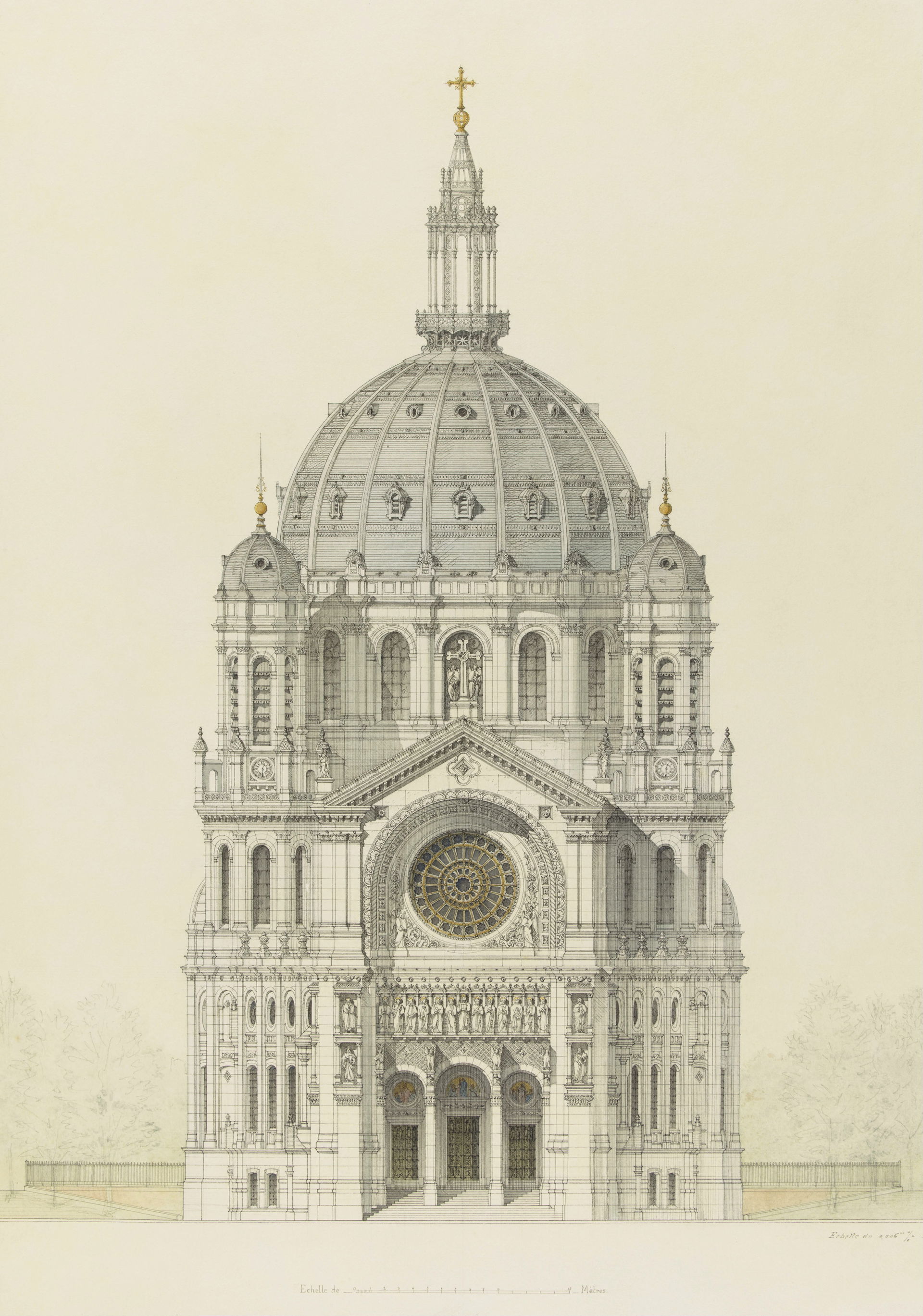 Church of Saint Augustin, Paris, elevation of the main facade b…