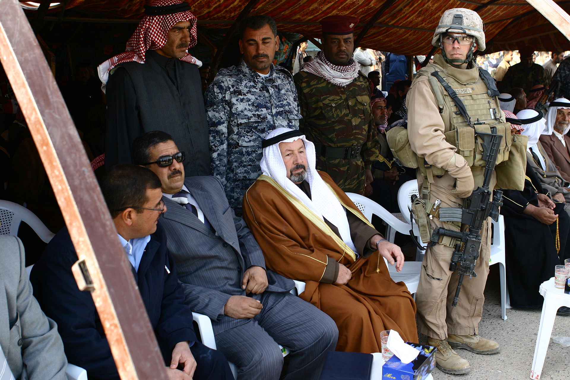 Sheik Mishen (center), a prominent tribal leader in Garma with …