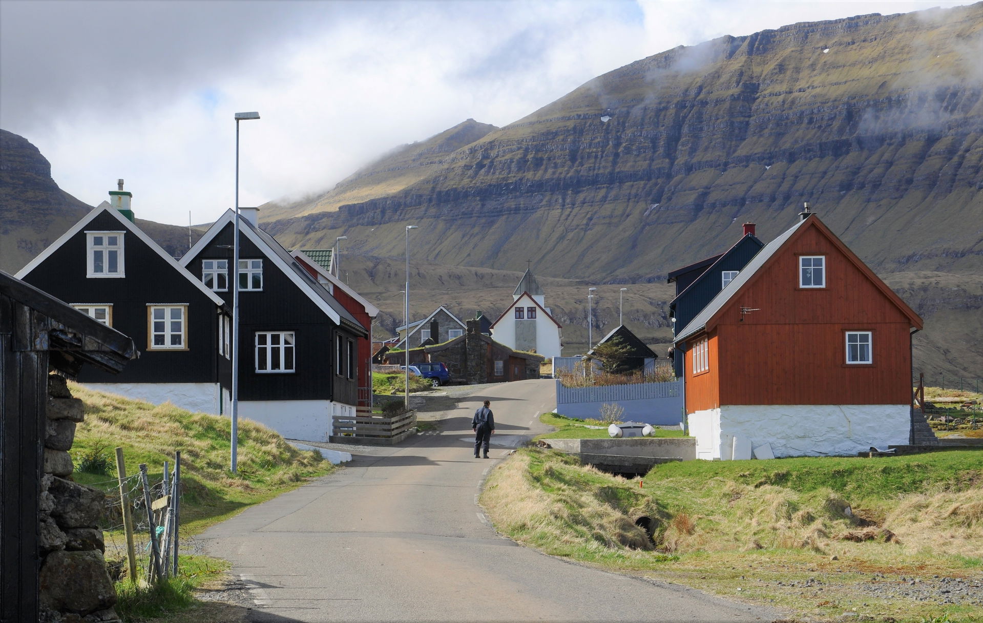 Main street in Hellurnar (on Eysturoy, Faroe Islands).