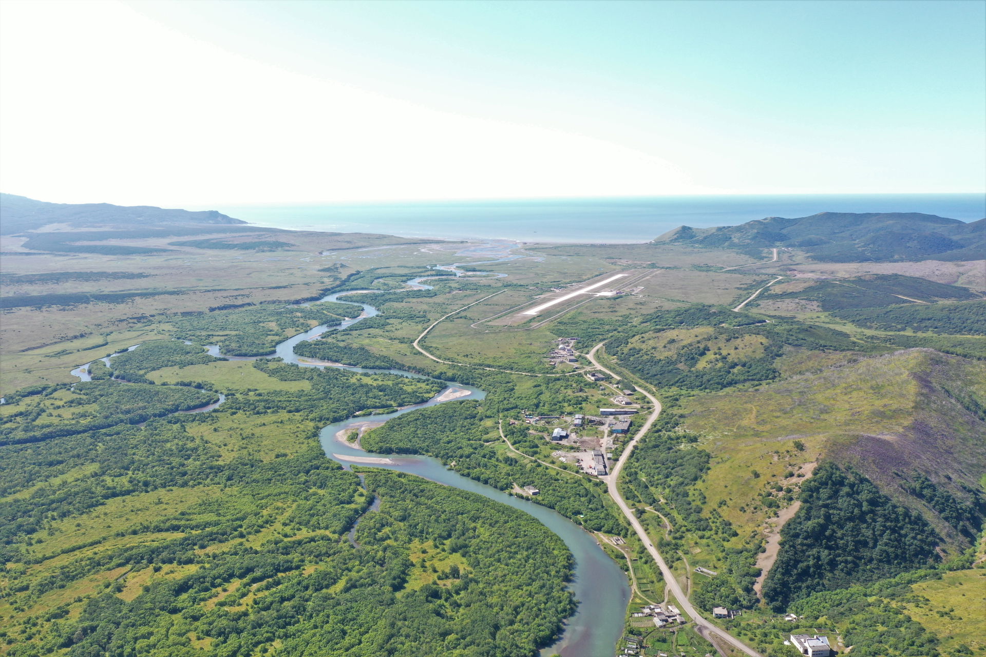 View of Palana Airport, looking west from a height of 150 m abo…
