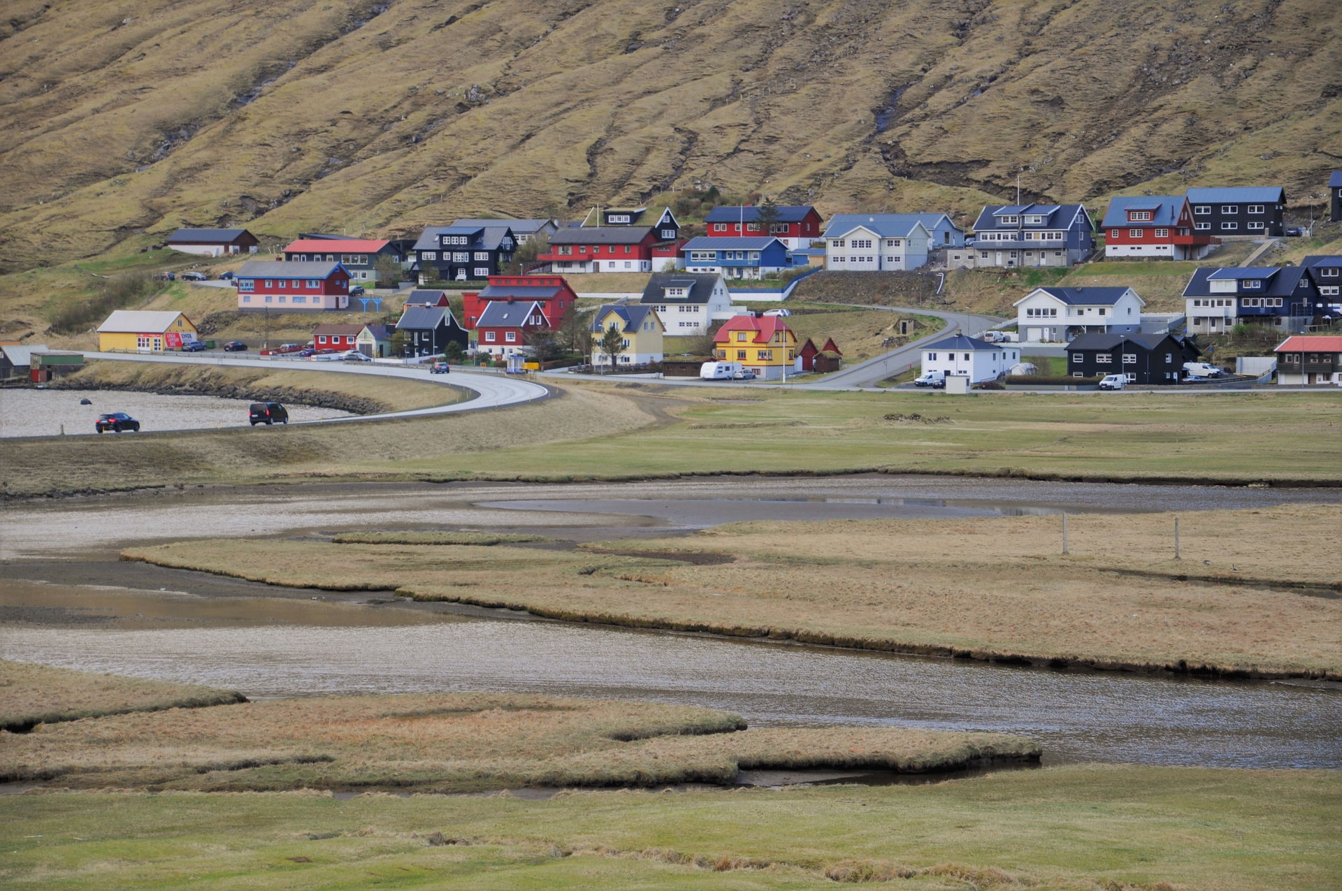 Hvalvík (on Streymoy, Faroe Islands) as seen from Streymnes. In…