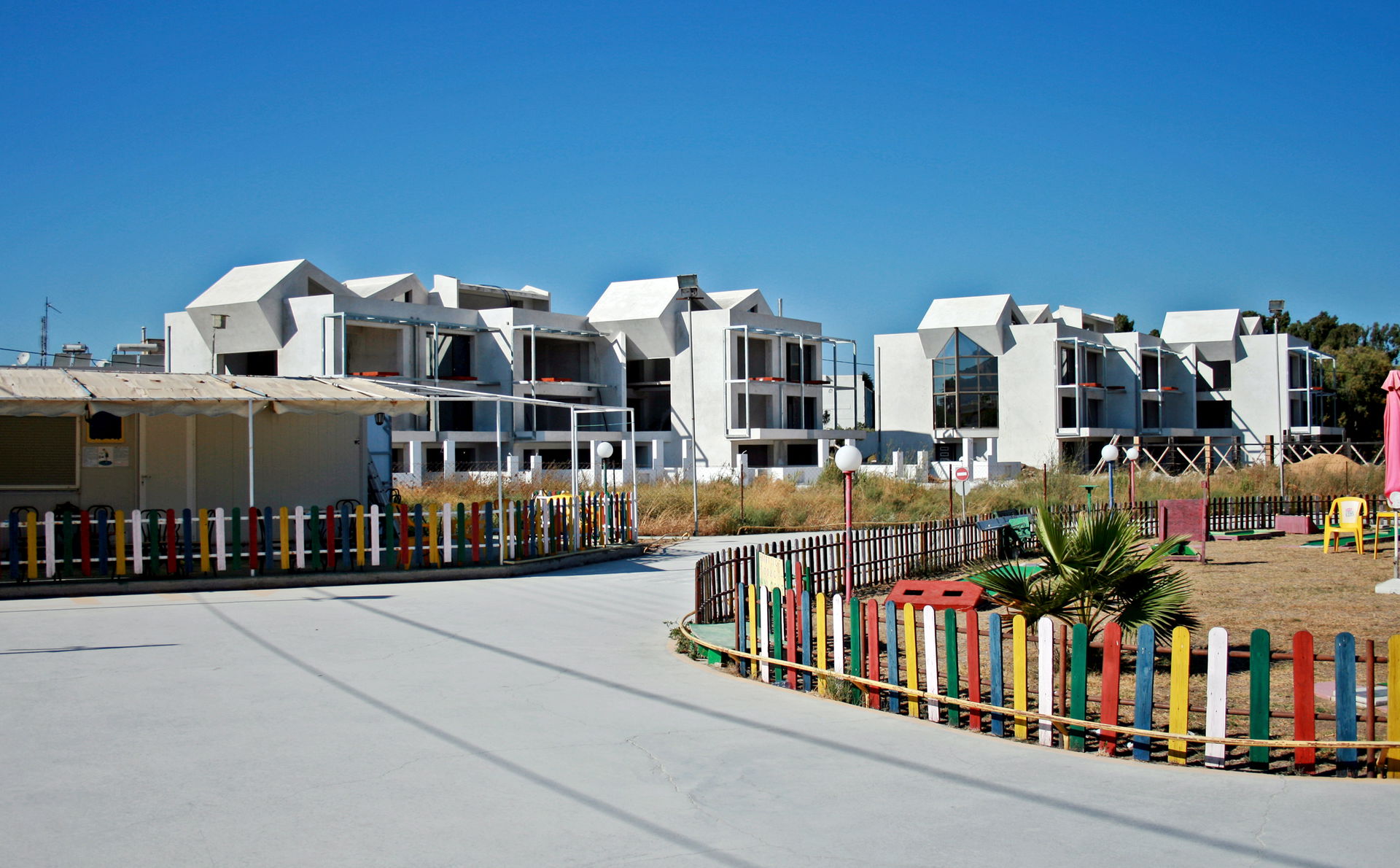 New build houses in town Lambi on Kos island (Greece)