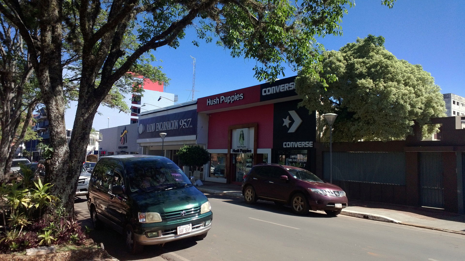 Mariscal Estigarribia street in downtown Encarnación, Paraguay.