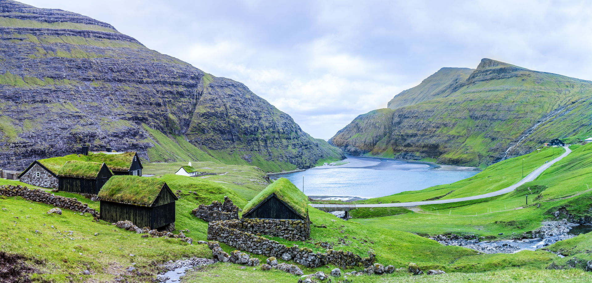 Saksun, village near the northwest coast of the Faroese island …