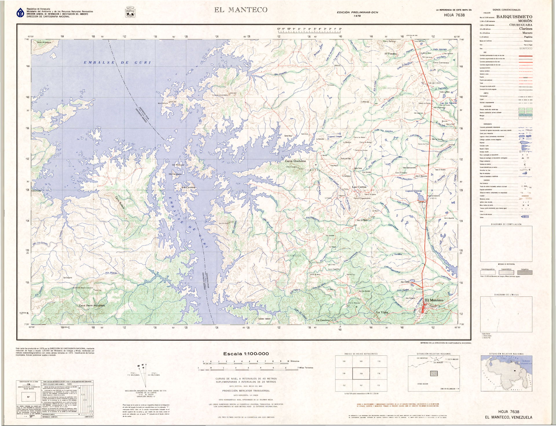 Official topographic maps of Venezuela, at scale 1:100.000.