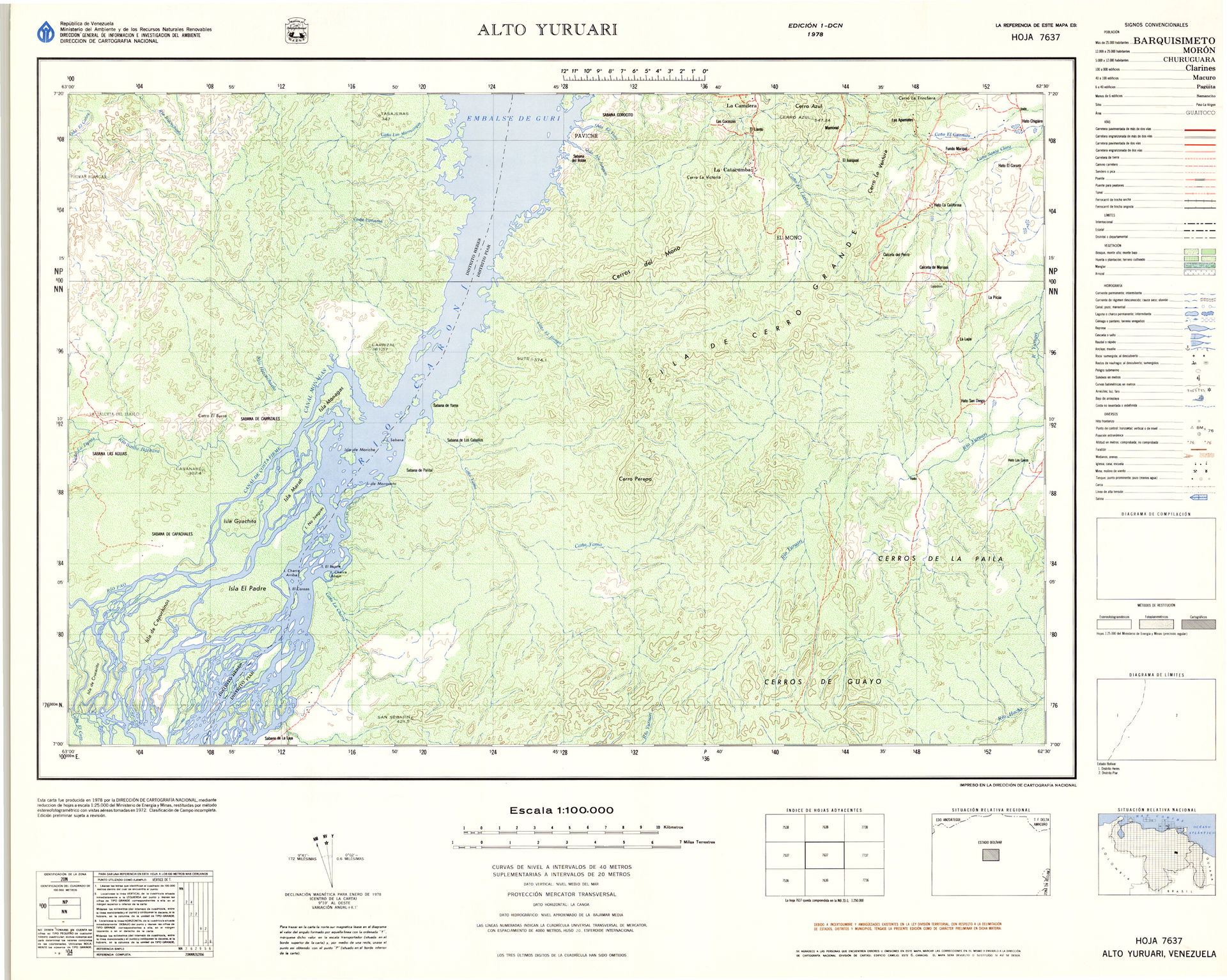 Official topographic maps of Venezuela, at scale 1:100.000.