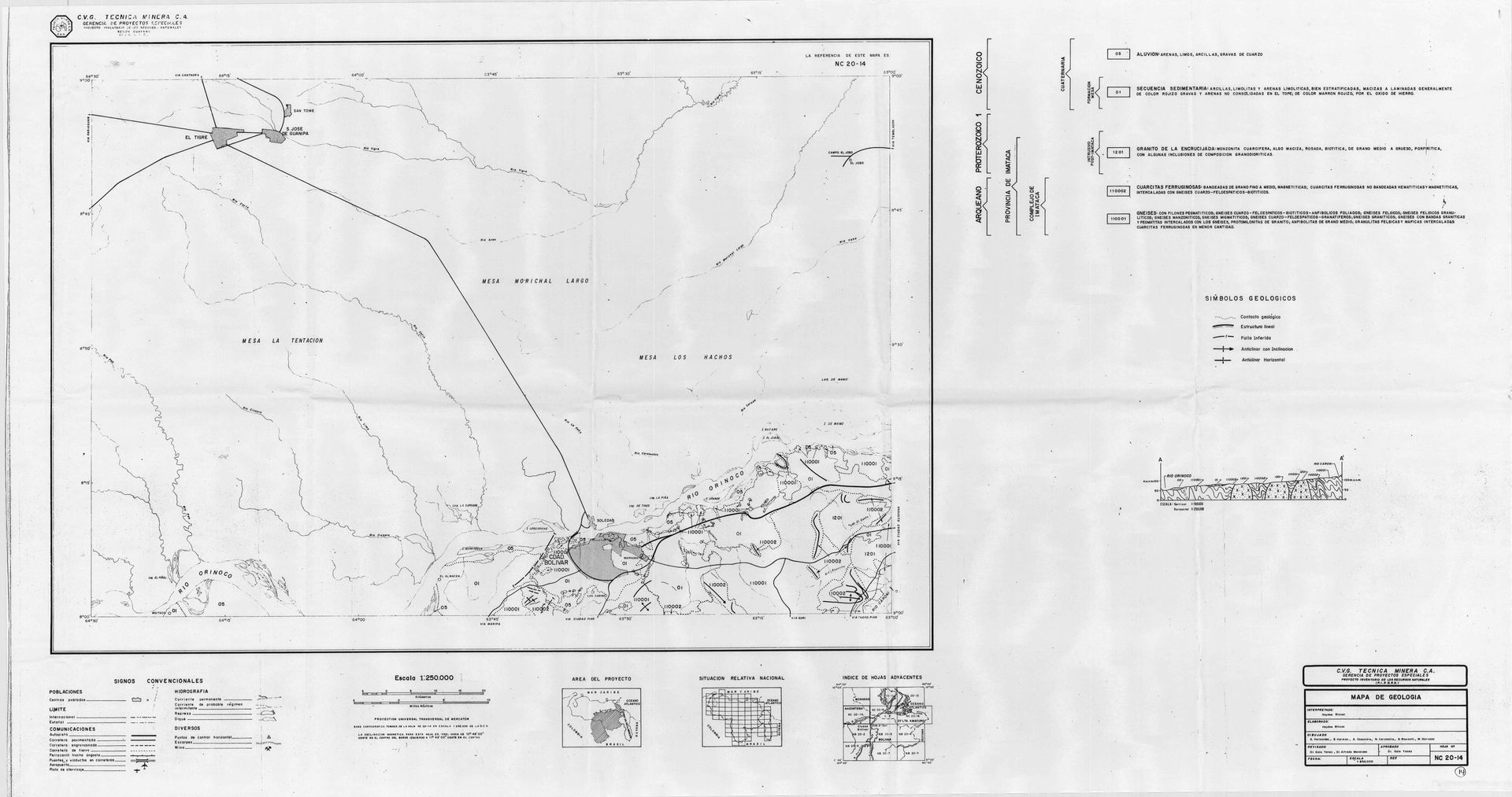 Geological map of the Guayana Region, Venezuela