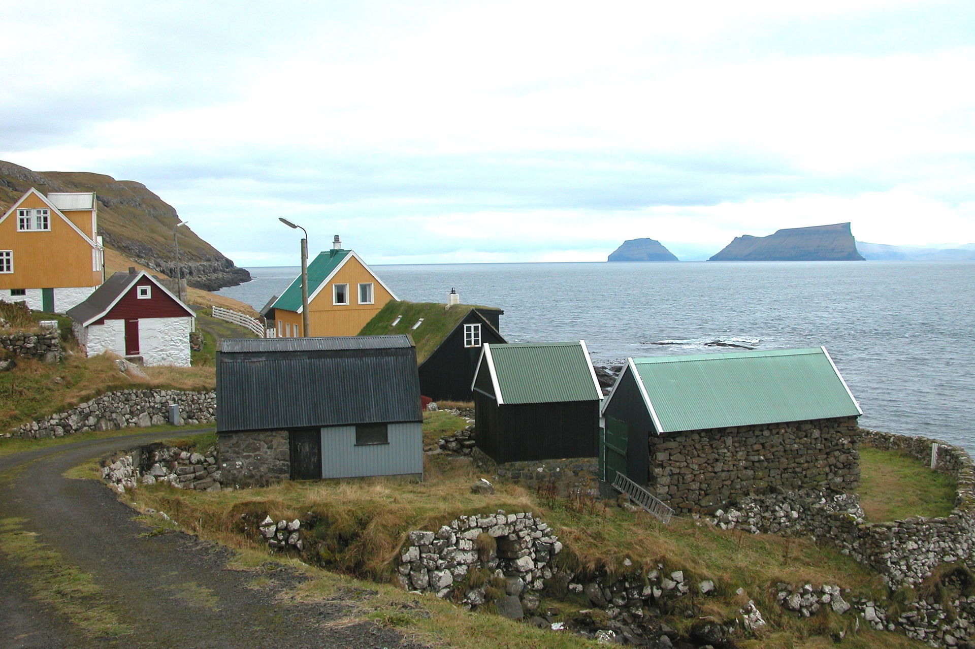 Skarvanes on Sandoy, Faroe Islands. The islands of Stóra Dímun …