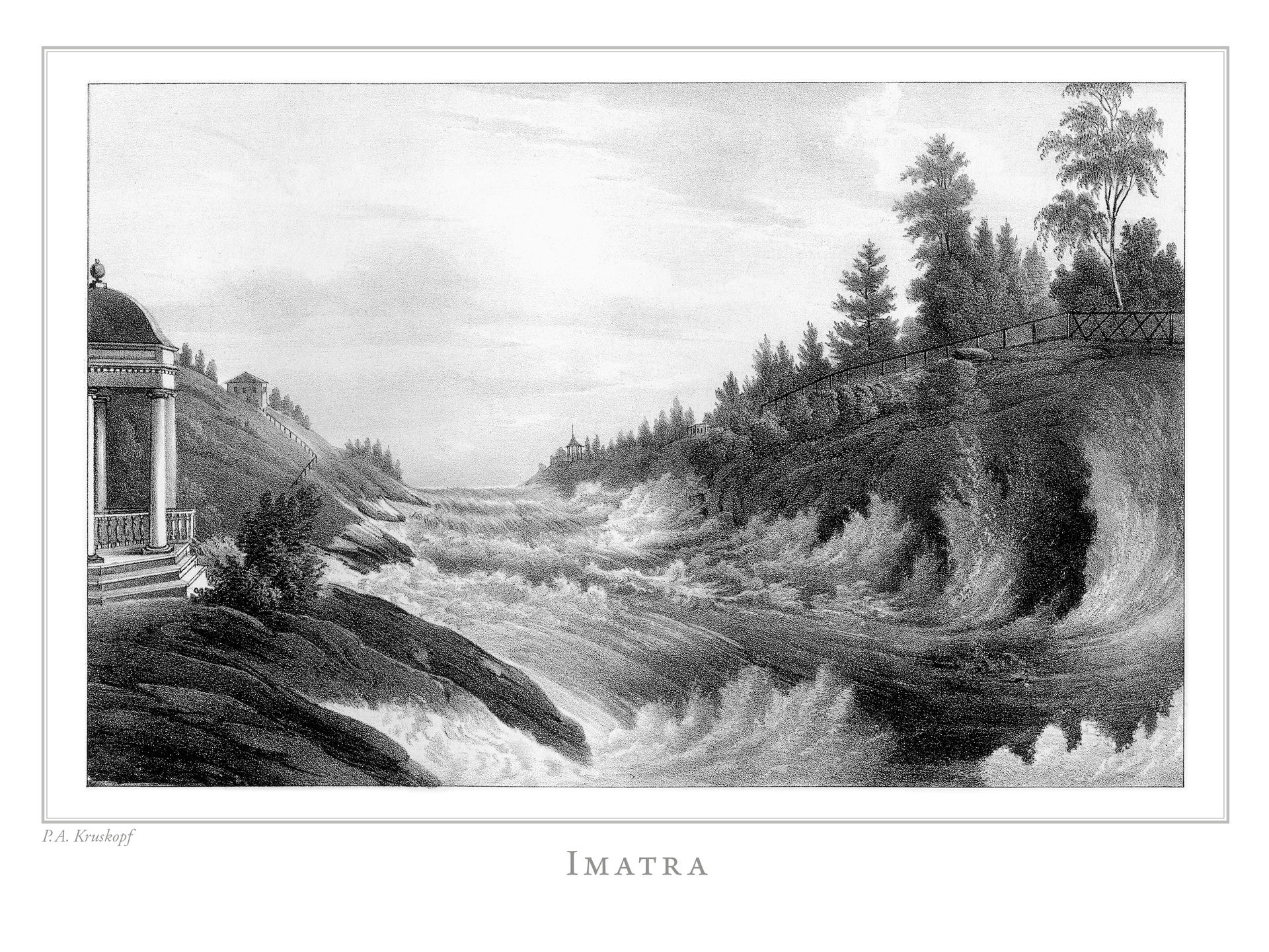 Imatra, litografi av Pehr Adolf Kruskopf (1805-1852) publicerad…
