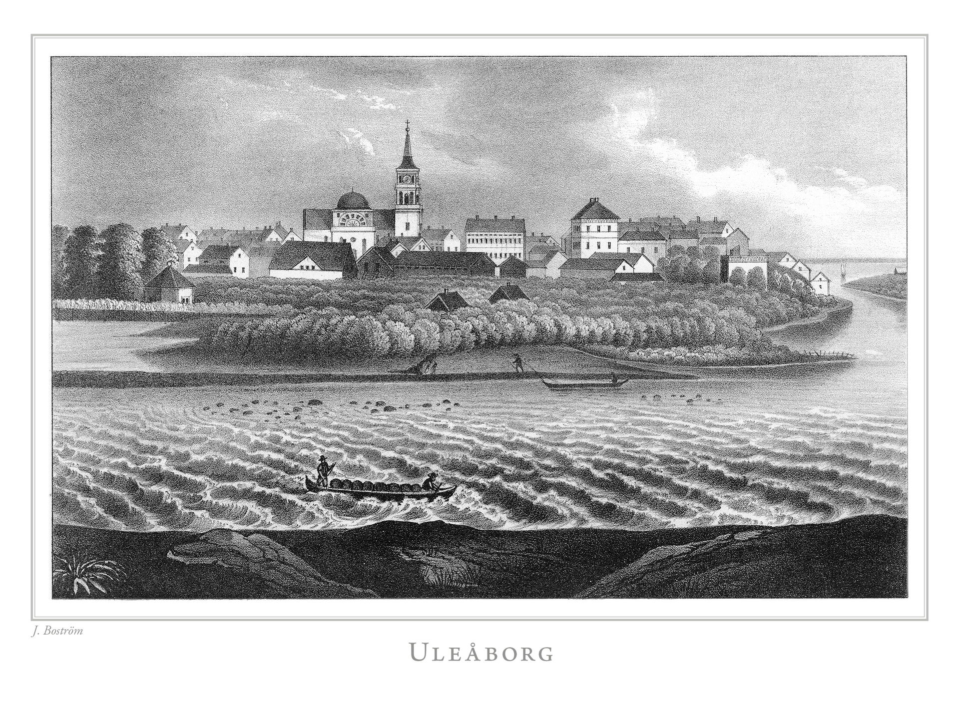 Uleåborg, litografi av Jacob Boström (1812-1881) publicerad i F…