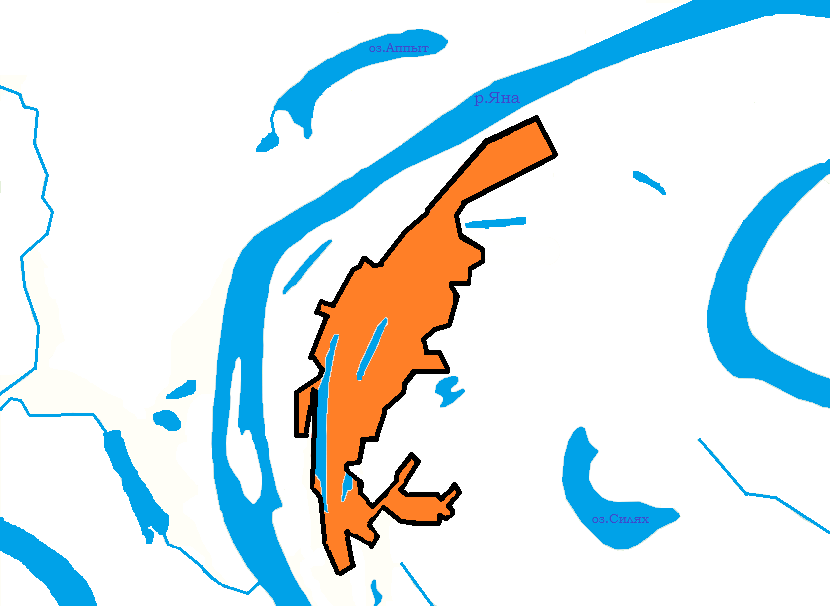 Map of Verkhoyansk (Russia)