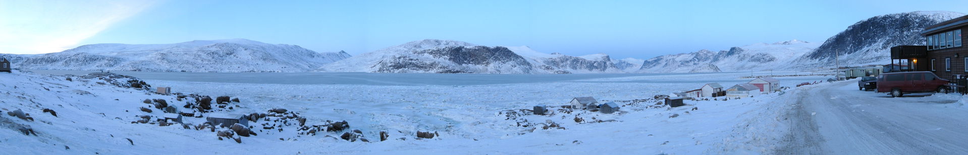 panorama view of Pangnirtung Fiord