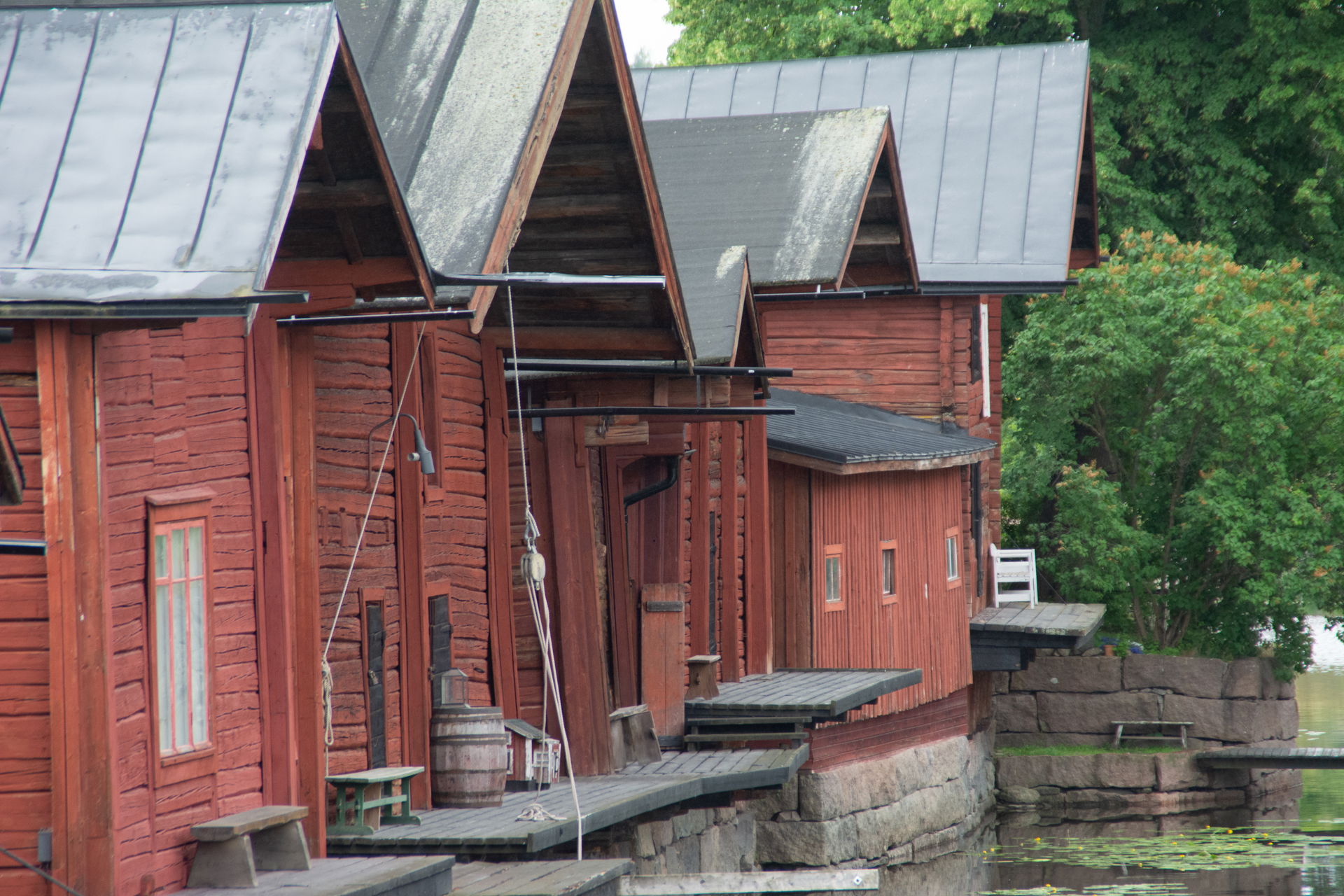 The red wooden warehouses of the old city of Porvoo.