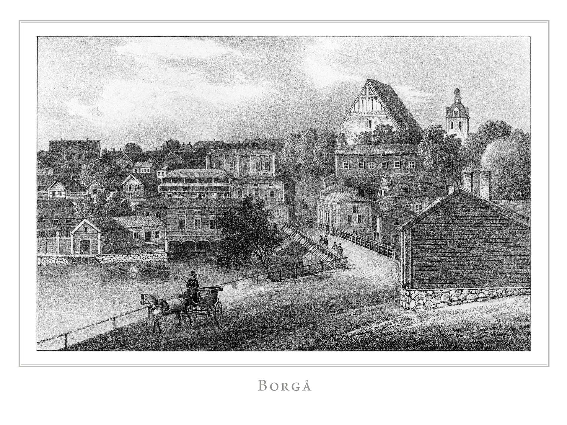 Borgå, litografi av Johan Knutson (1816-1899) publicerad i Finl…
