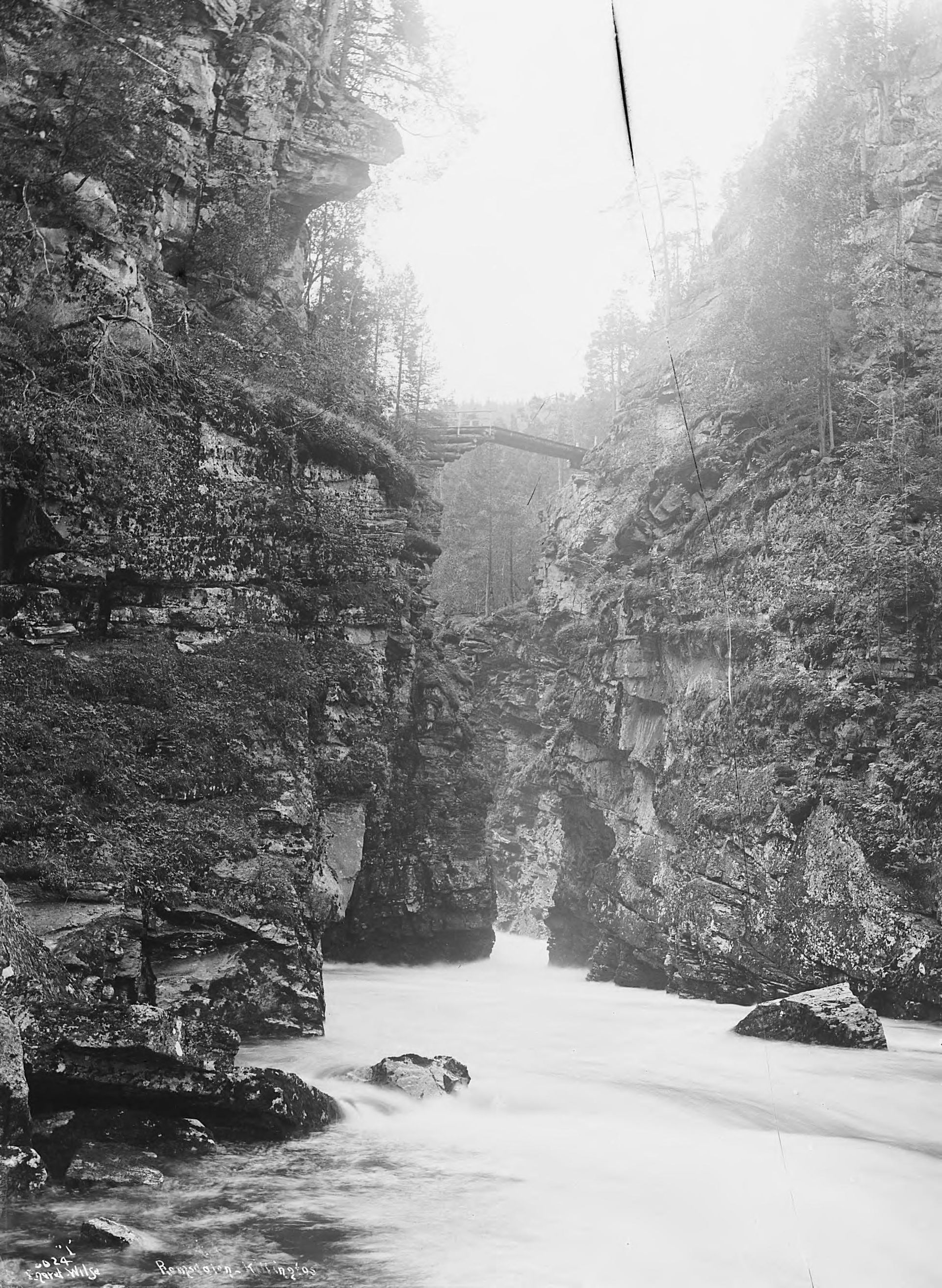 Rauma river near Ormheim and bridge in 1880 (year according to …