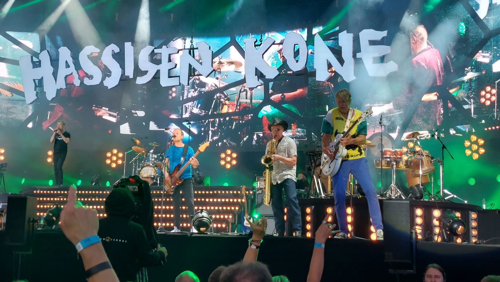 Finnish rock band Hassisen Kone performing at Ratina Stadium in…