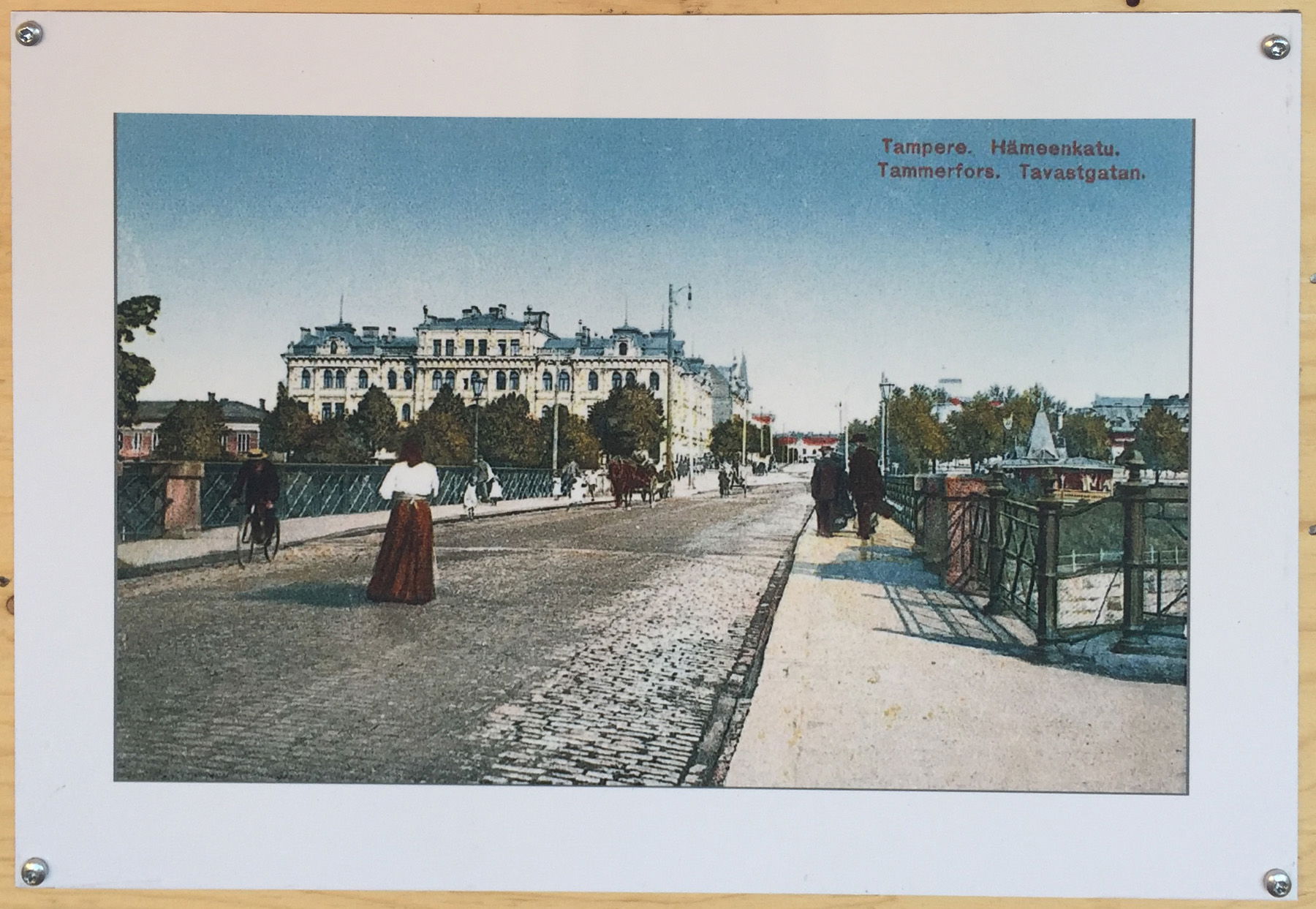 Picture of poster on construction site at Tammerkoski, portrayi…