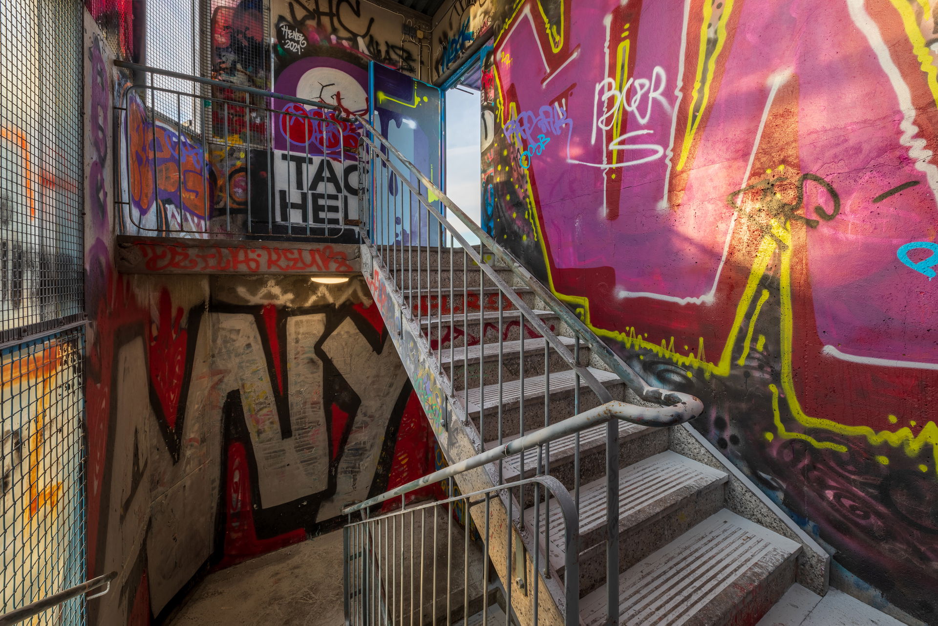 A staircase of Liesikuja parking hall in Myyrmäki, Vantaa, Finl…