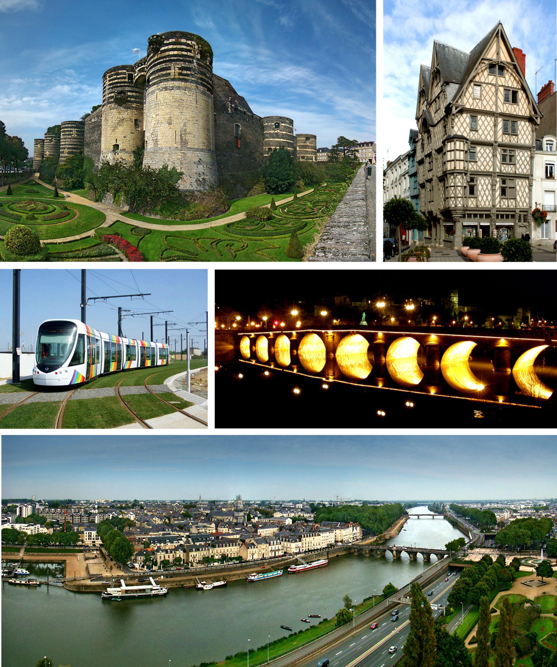 Various views of Angers, France.
Top to bottom, clockwise:

The…