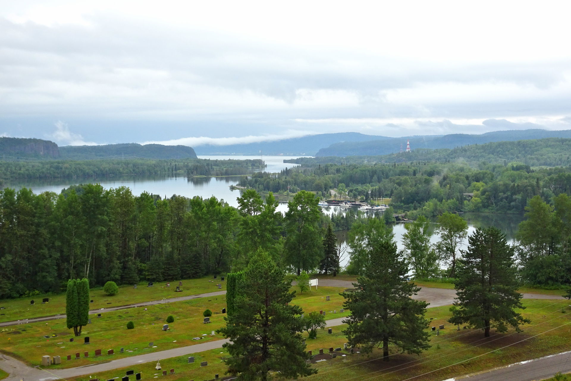 View of Nipigon River to the south, with Nipigon Bay in the dis…