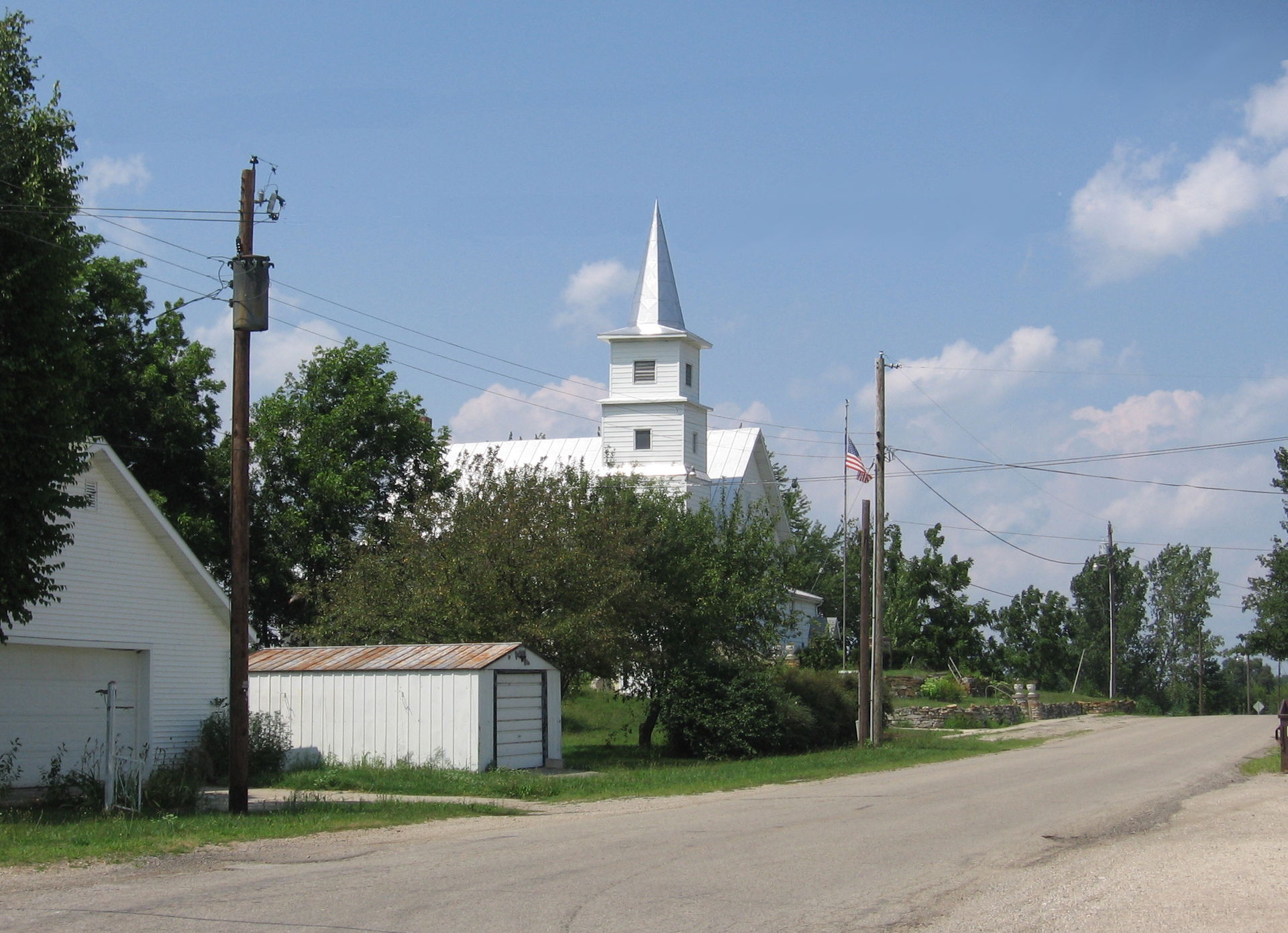 Metz, Indiana, USA, looking north (NNW) from the main intersect…